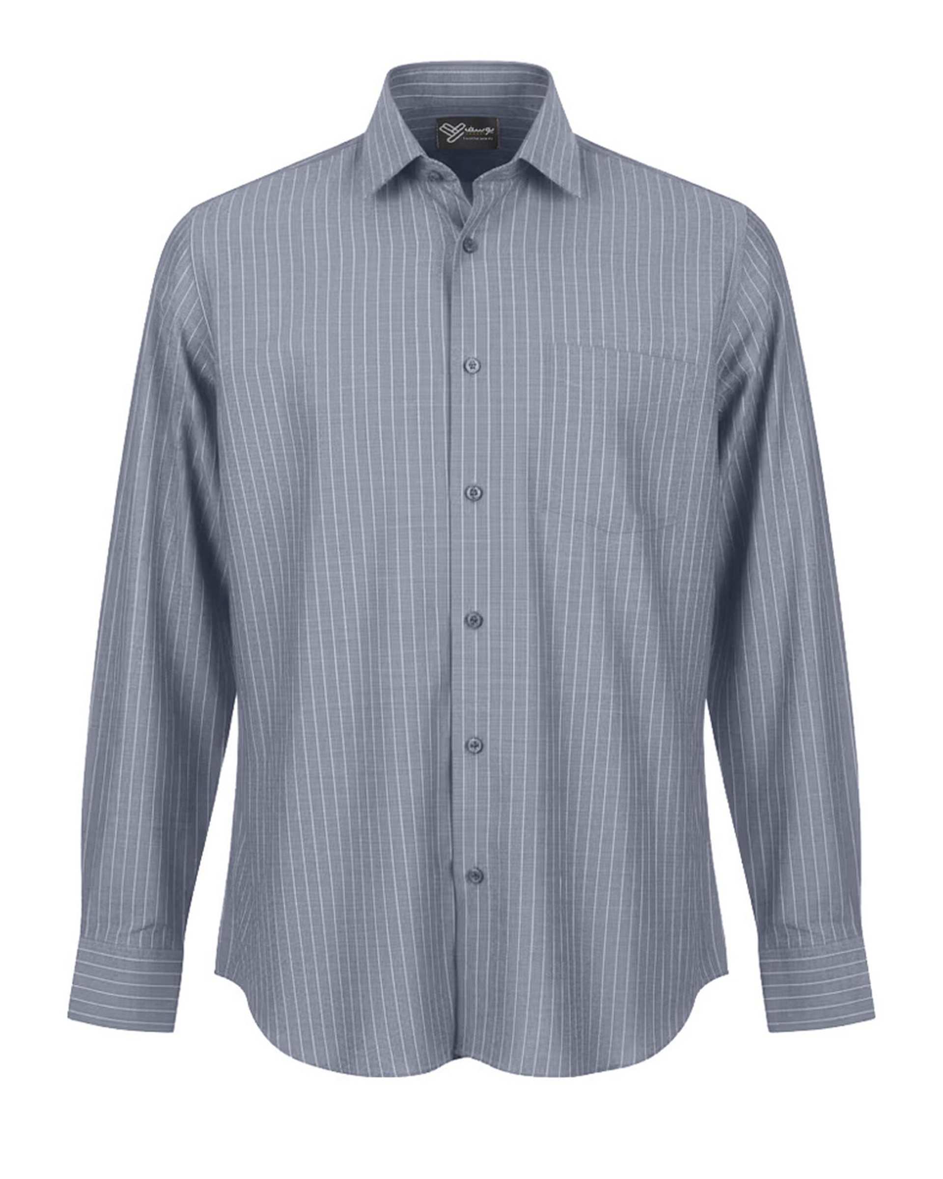 پیراهن مردانه کلاسیک سرمه ای طوسی آماهی Amahi مدل راه راه کد 313004