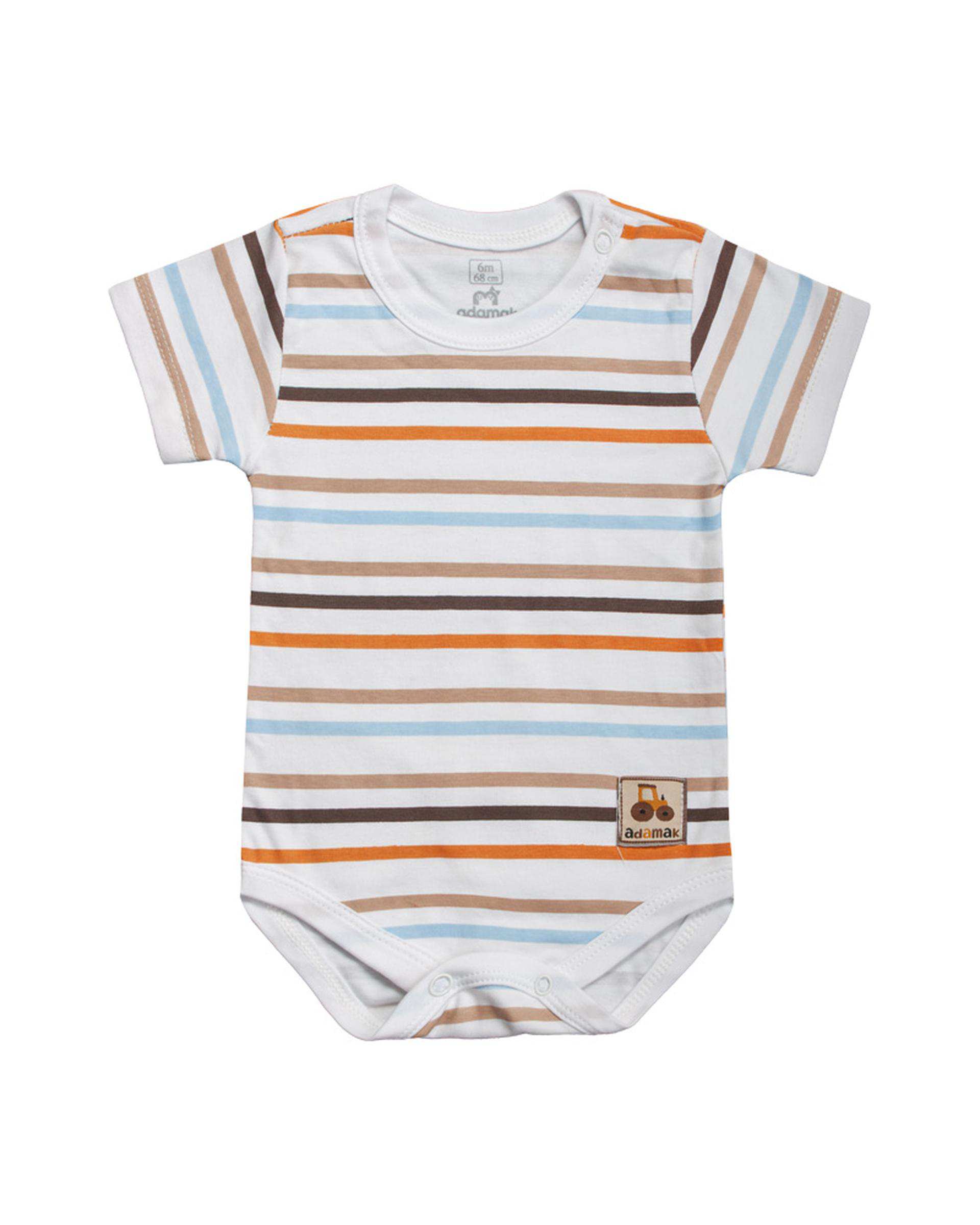 بادی نوزادی آستین کوتاه کرم آدمک Adamak مدل مزرعه کد 0322110