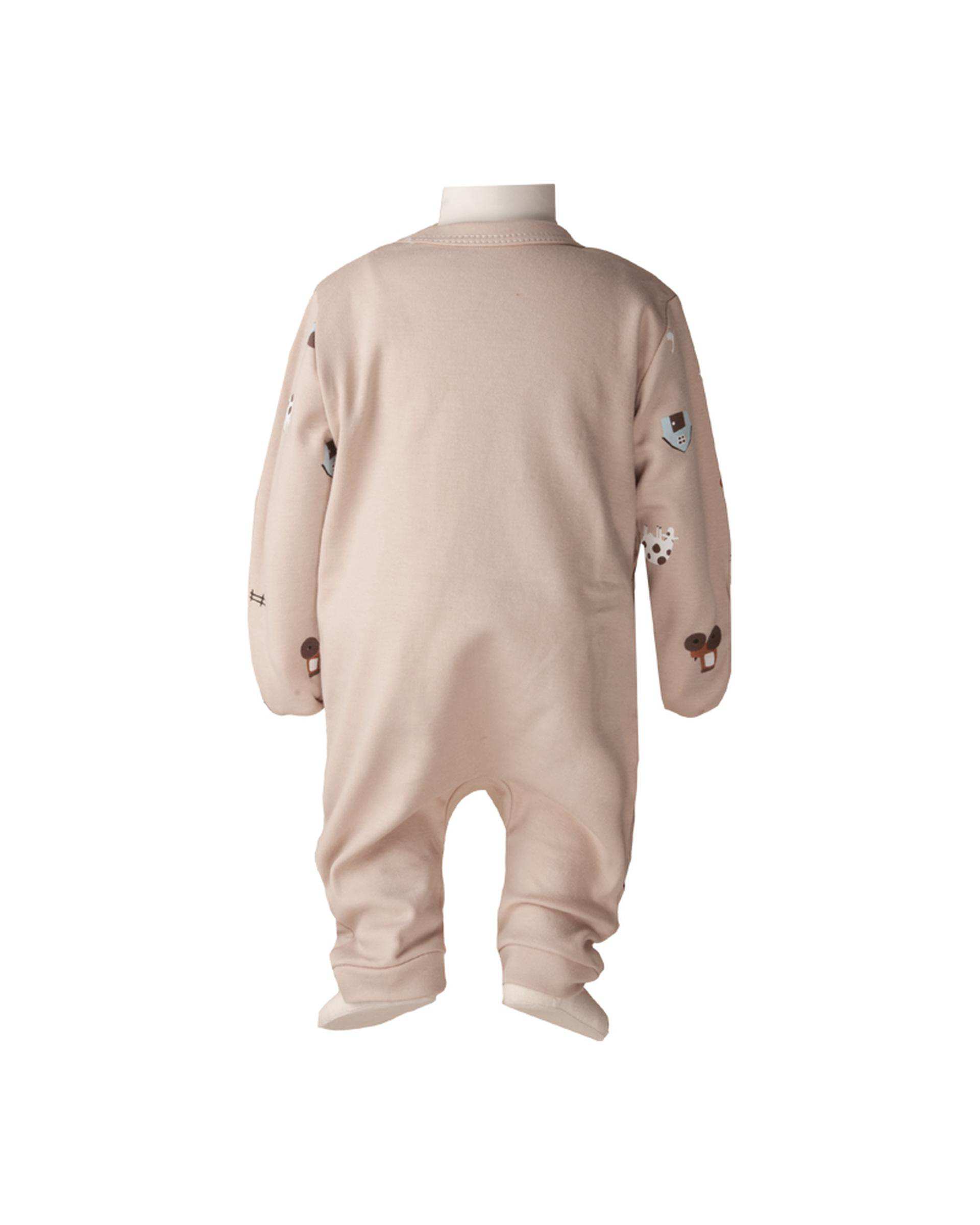 سرهمی نوزادی جورابدار دستکش دار کرم آدمک Adamak مدل مزرعه کد 0322400