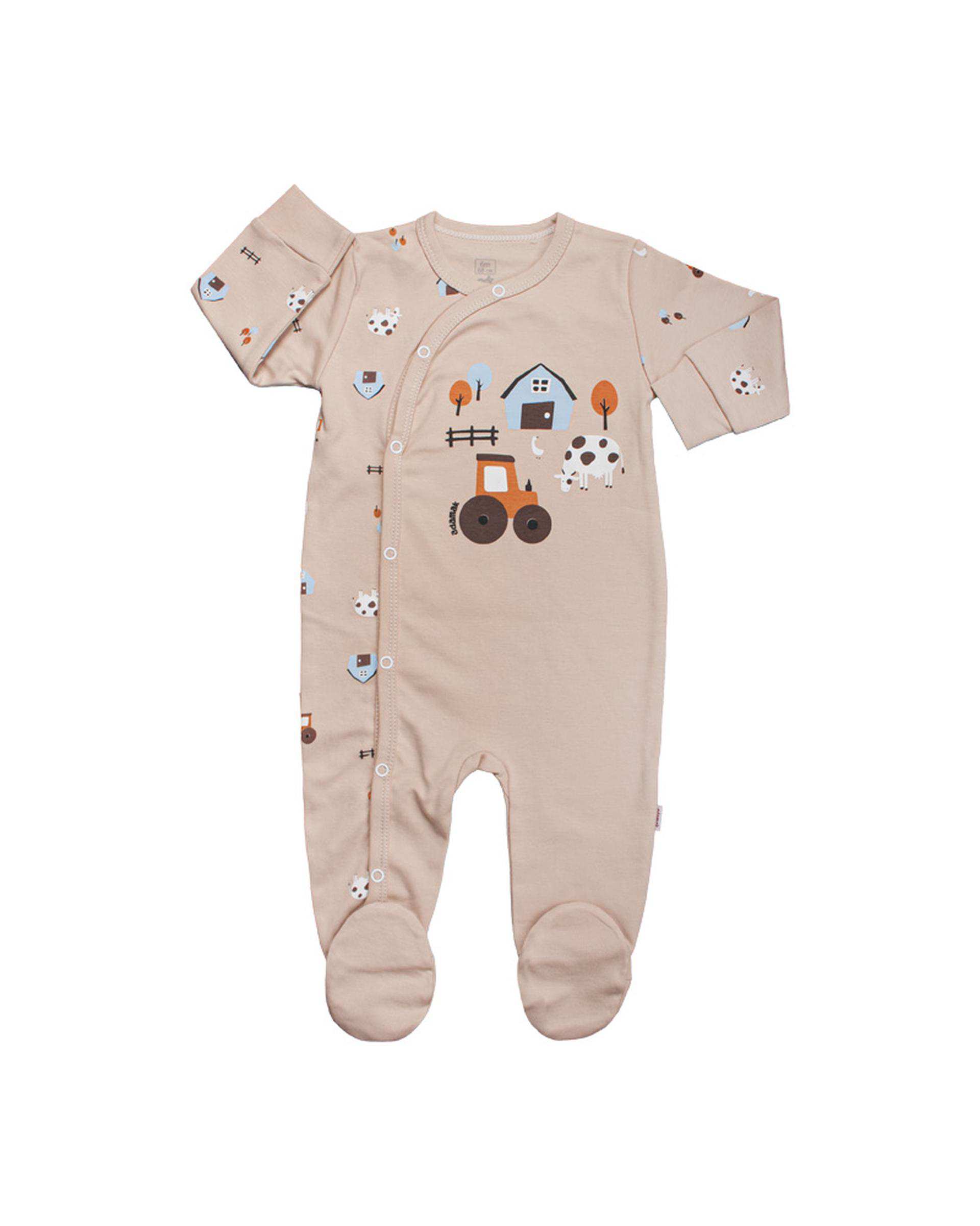 سرهمی نوزادی جورابدار کرم آدمک Adamak مدل مزرعه کد 0322400