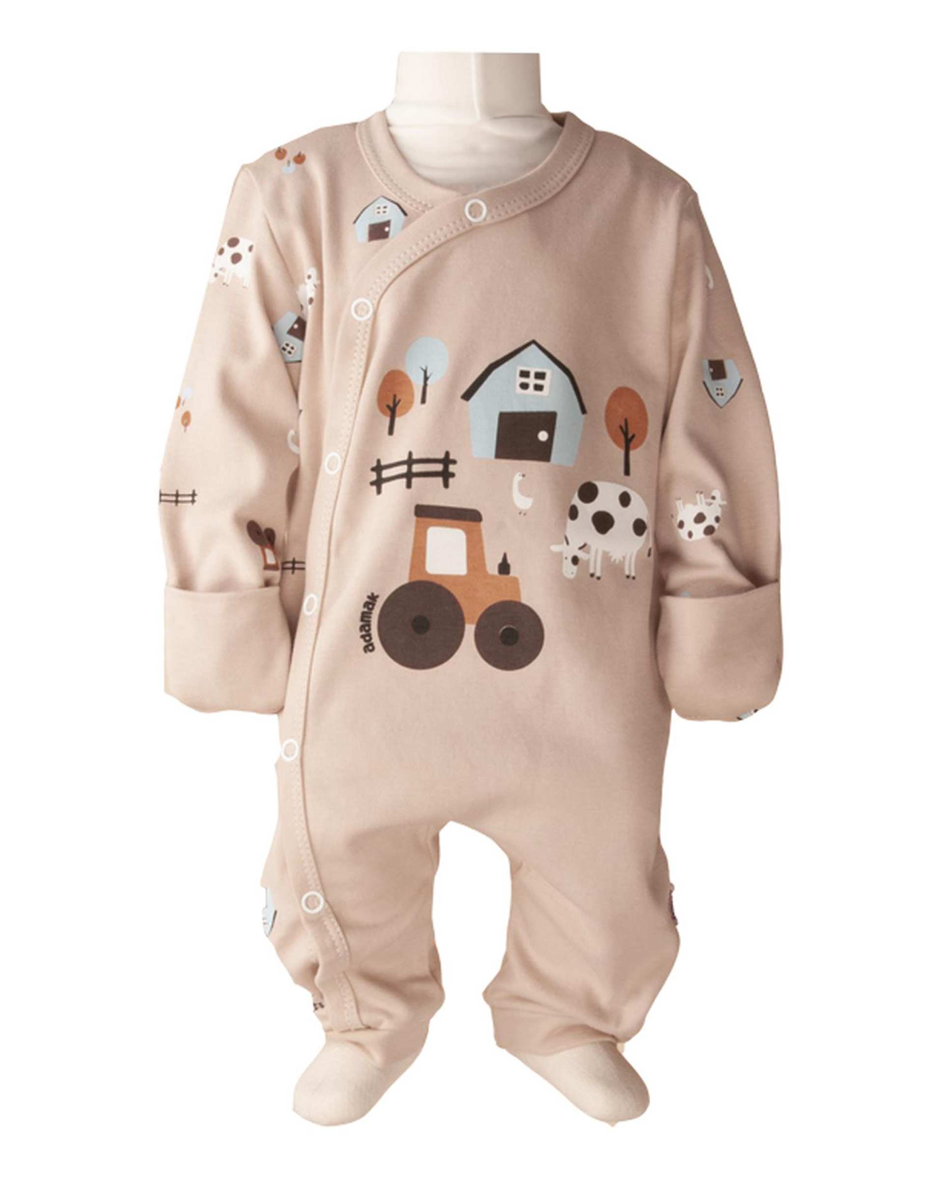 سرهمی نوزادی دستکش دار کرم آدمک Adamak مدل مزرعه کد 0322500