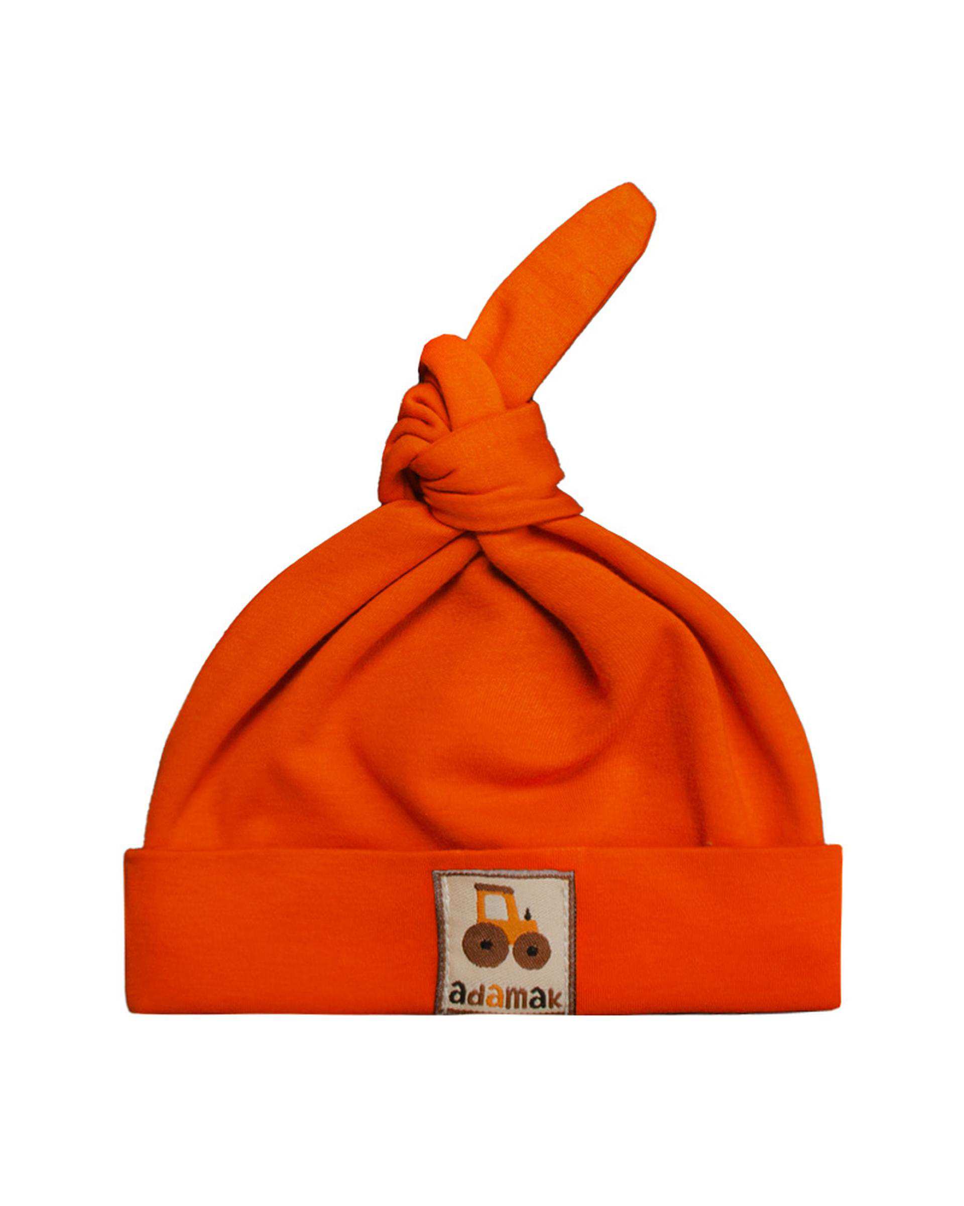 کلاه گره ای نوزادی نارنجی آدمک Adamak مدل مزرعه کد 0323400
