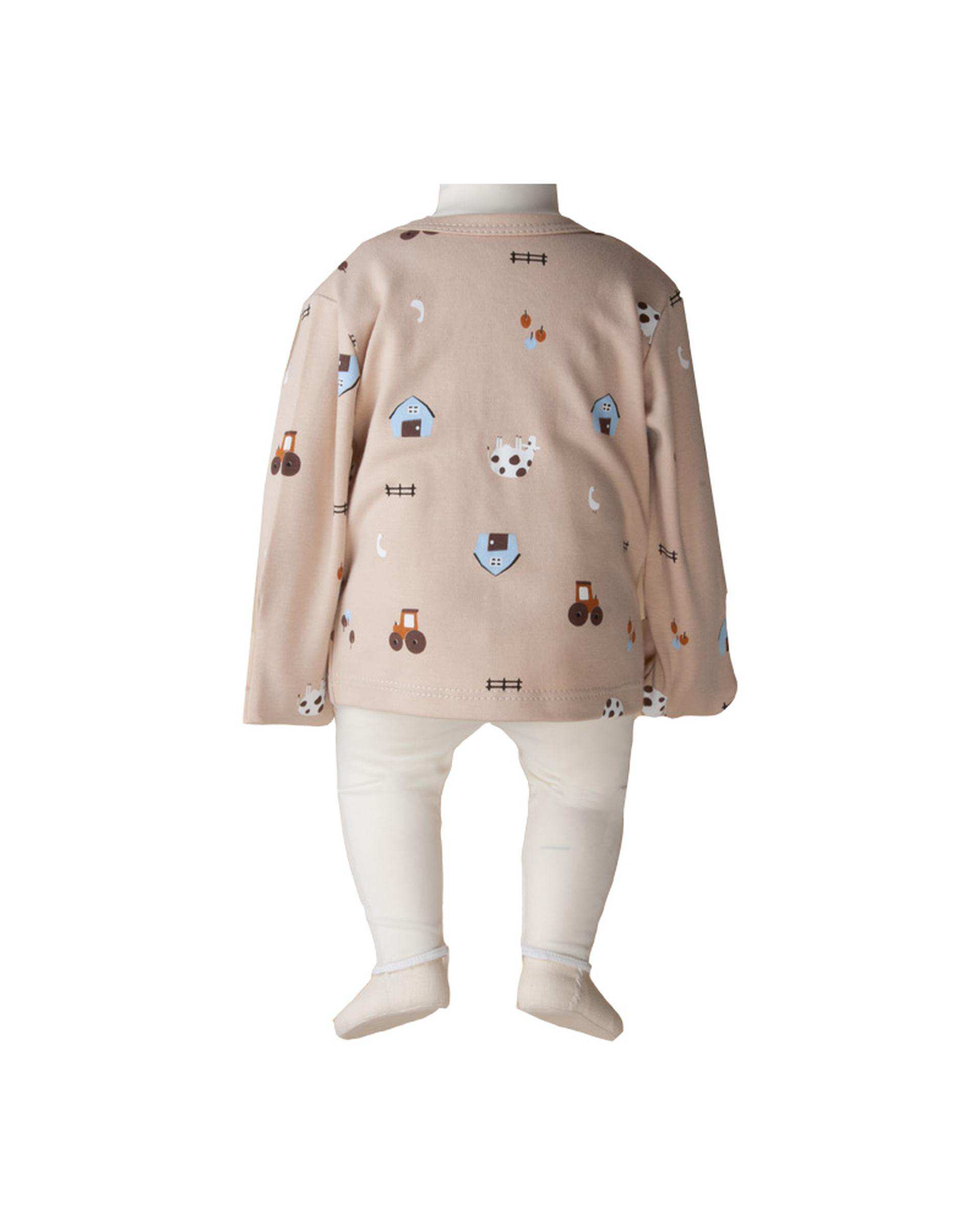 بلوز نوزادی دستکش دار کرم آدمک Adamak مدل مزرعه کد 0323600