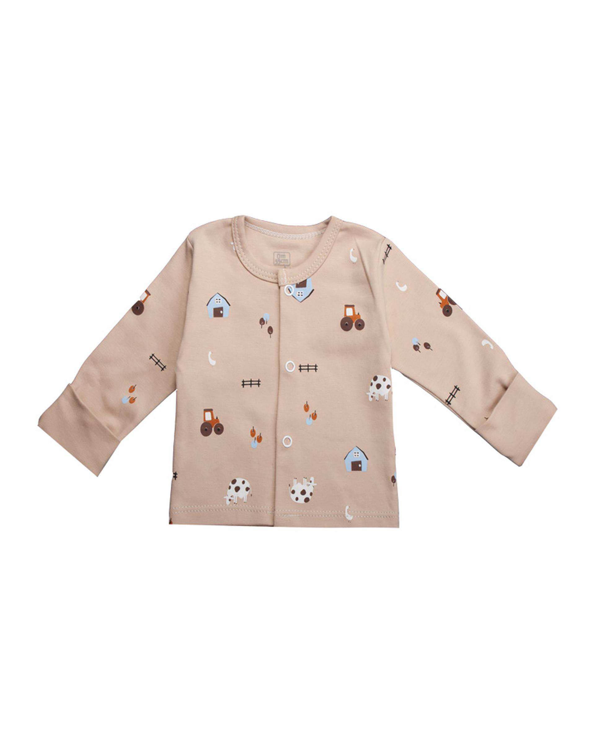 بلوز نوزادی دستکش دار کرم آدمک Adamak مدل مزرعه کد 0323600