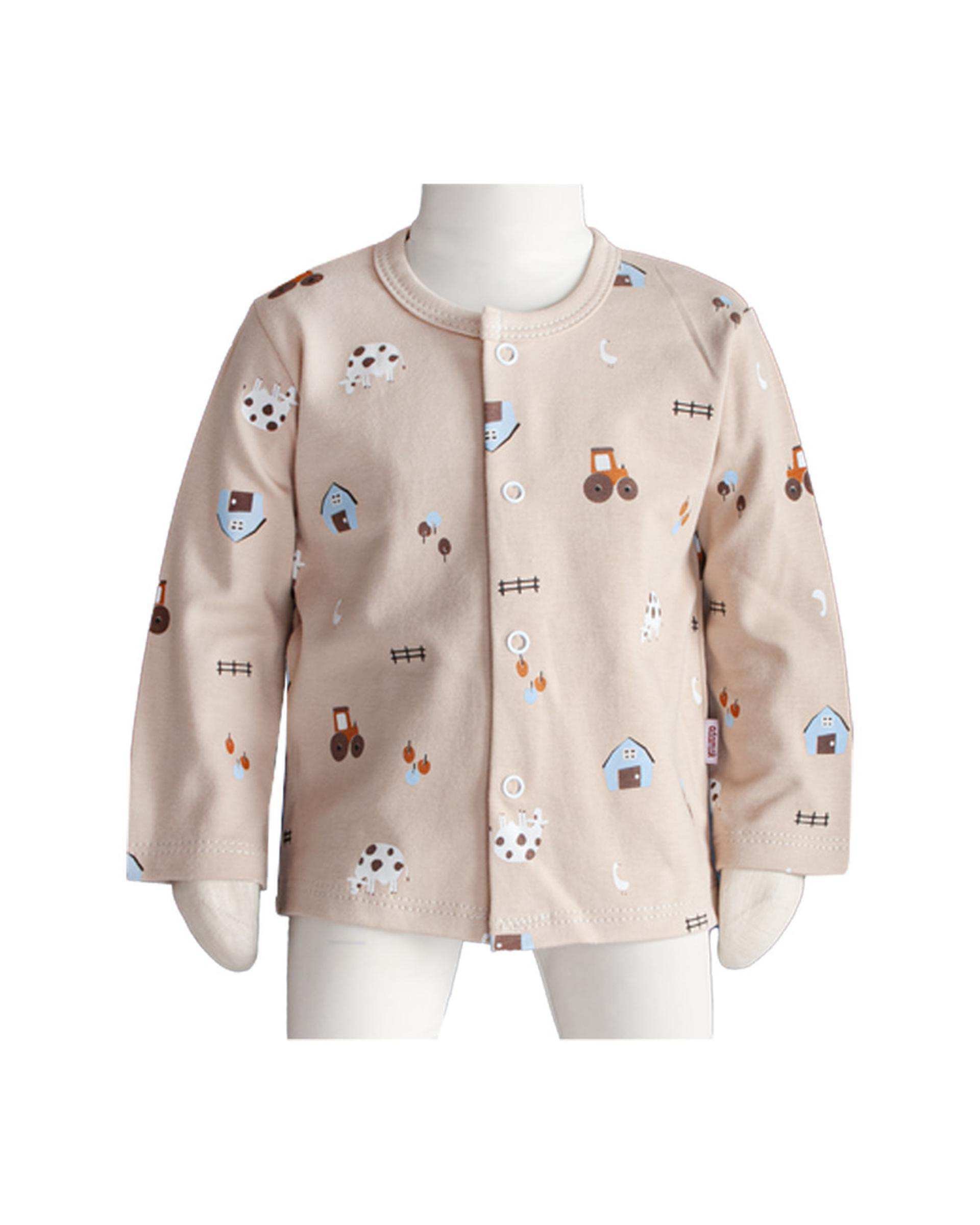 بلوز نوزادی آستین بلند کرم آدمک Adamak مدل مزرعه کد 0323600