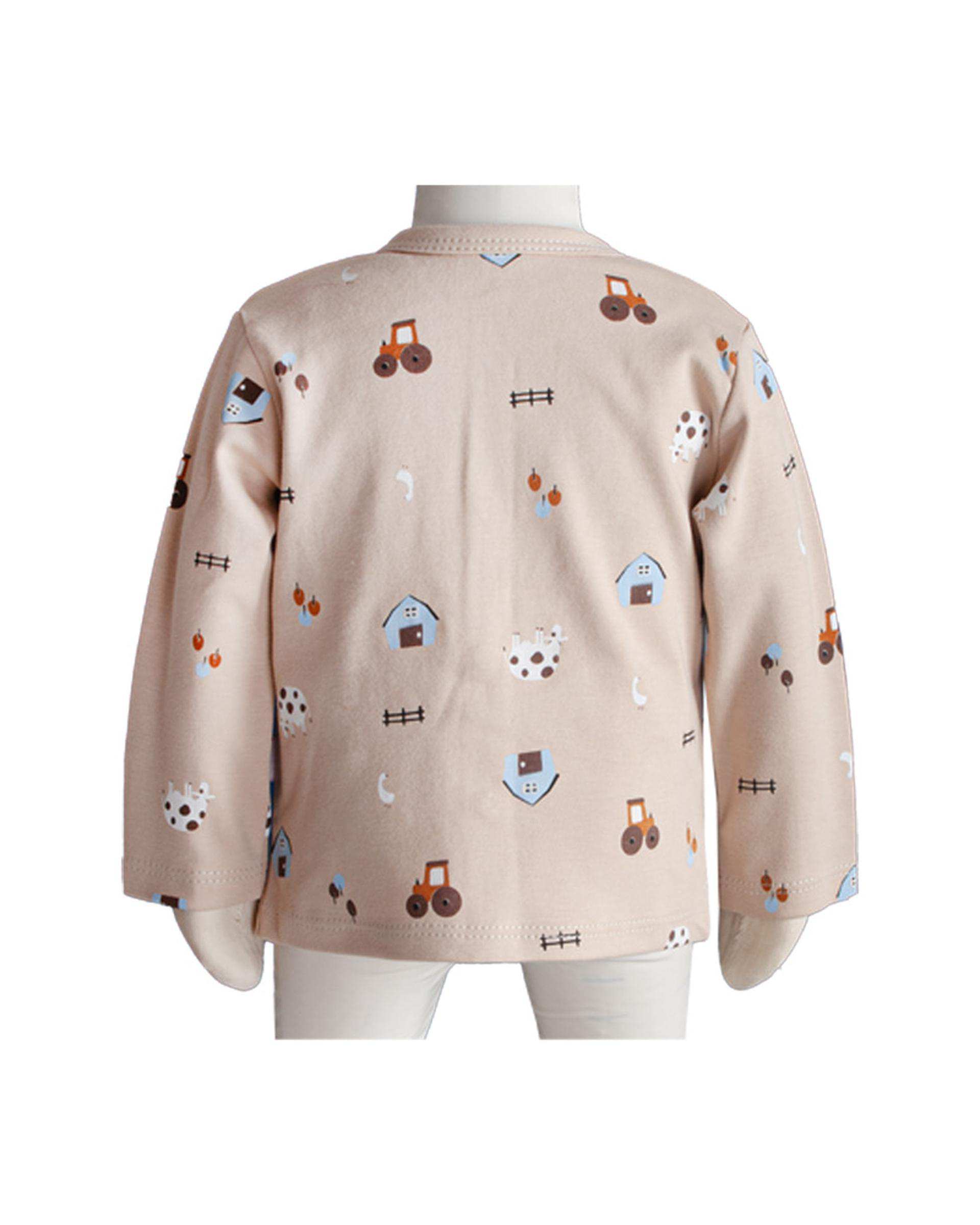 بلوز نوزادی آستین بلند کرم آدمک Adamak مدل مزرعه کد 0323600