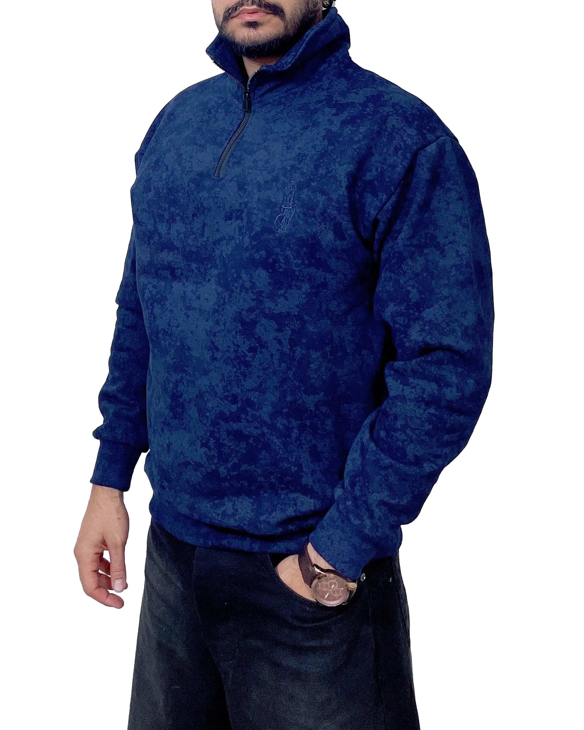 سویشرت مردانه نیم زیپ پولو سرمه ای دیورسو Diverso کد 4842