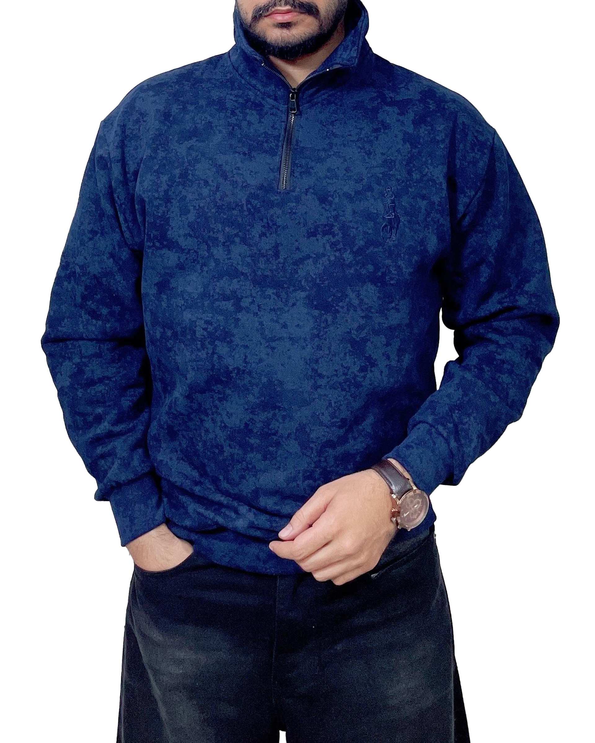 سویشرت مردانه نیم زیپ پولو سرمه ای دیورسو Diverso کد 4842