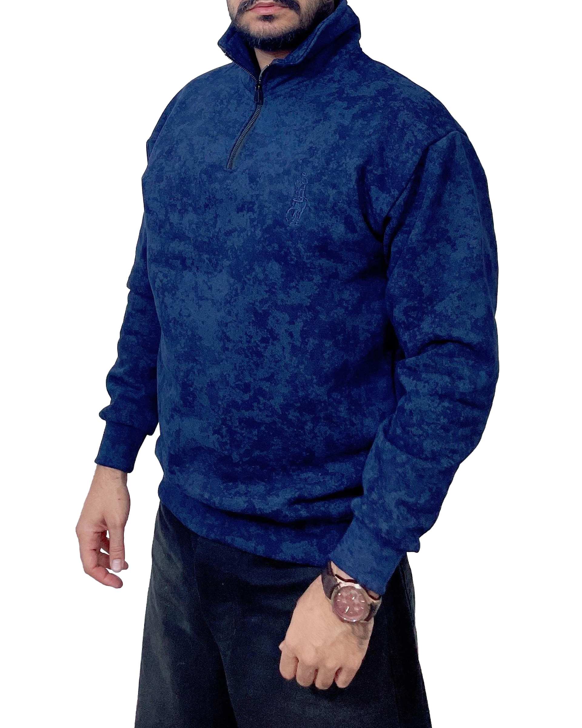 سویشرت مردانه نیم زیپ پولو سرمه ای دیورسو Diverso کد 4842