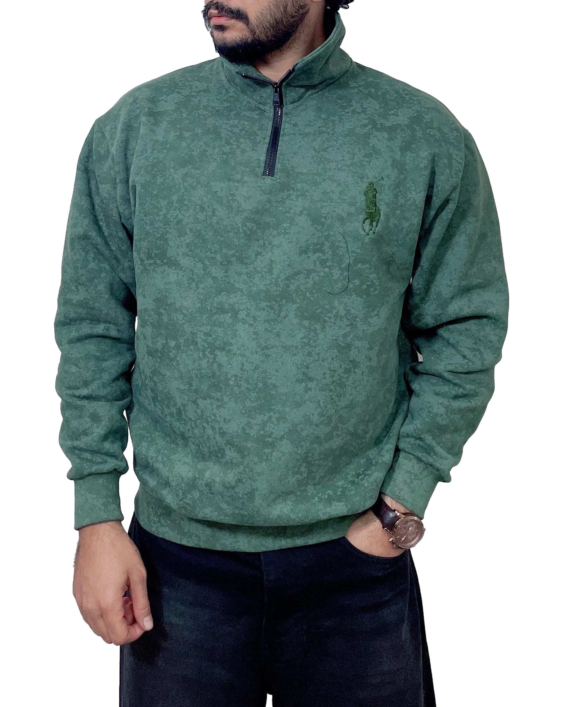 سویشرت مردانه نیم زیپ پولو سبز دیورسو Diverso کد 4844