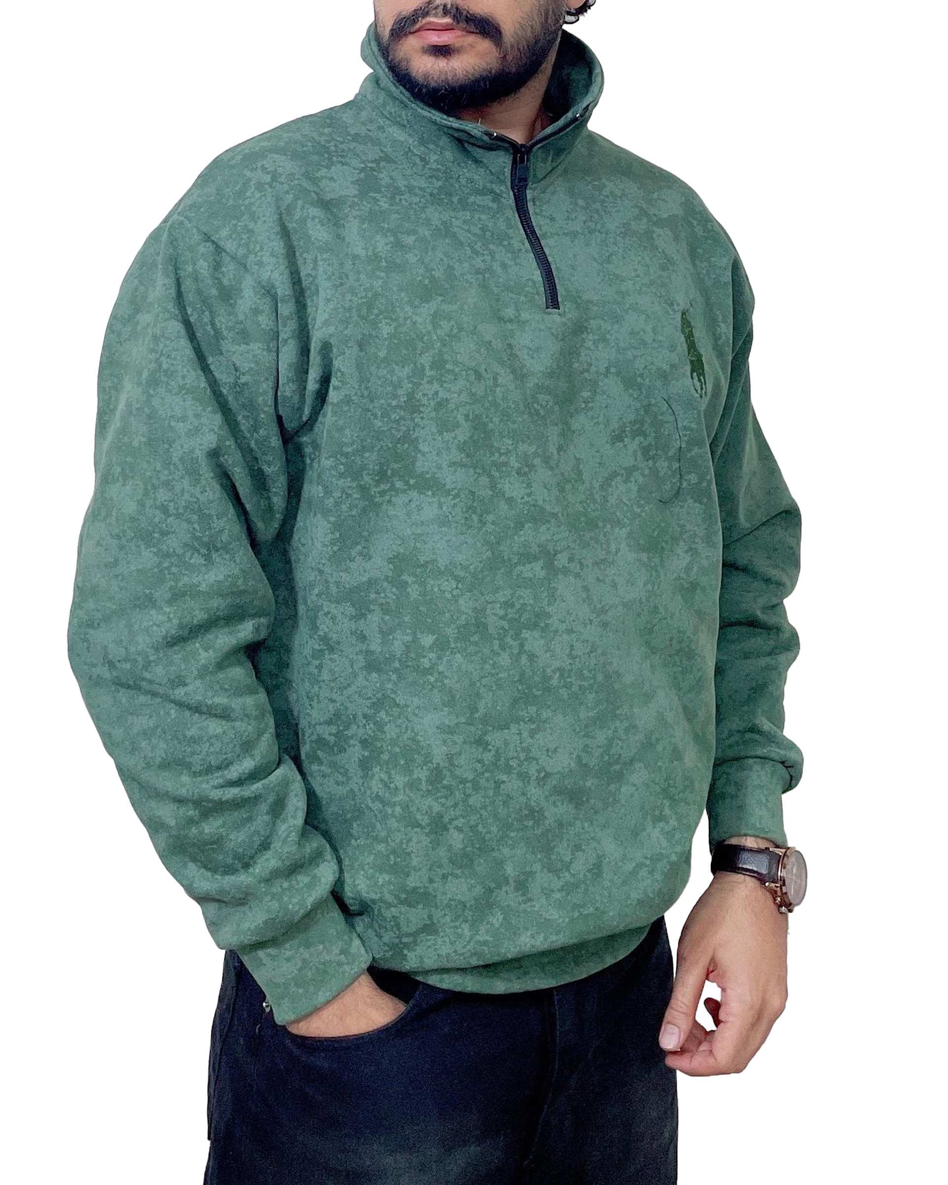 سویشرت مردانه نیم زیپ پولو سبز دیورسو Diverso کد 4844