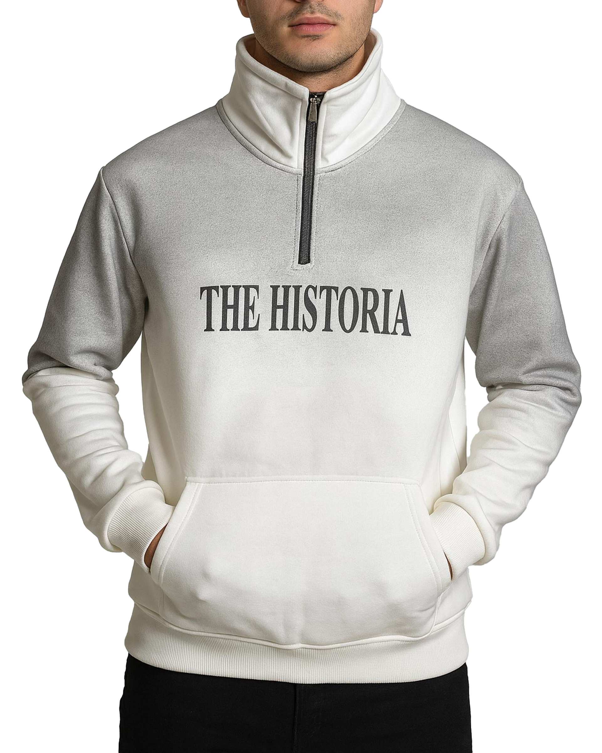 سویشرت مردانه نیم زیپ سفید دیورسو Diverso کد 4845