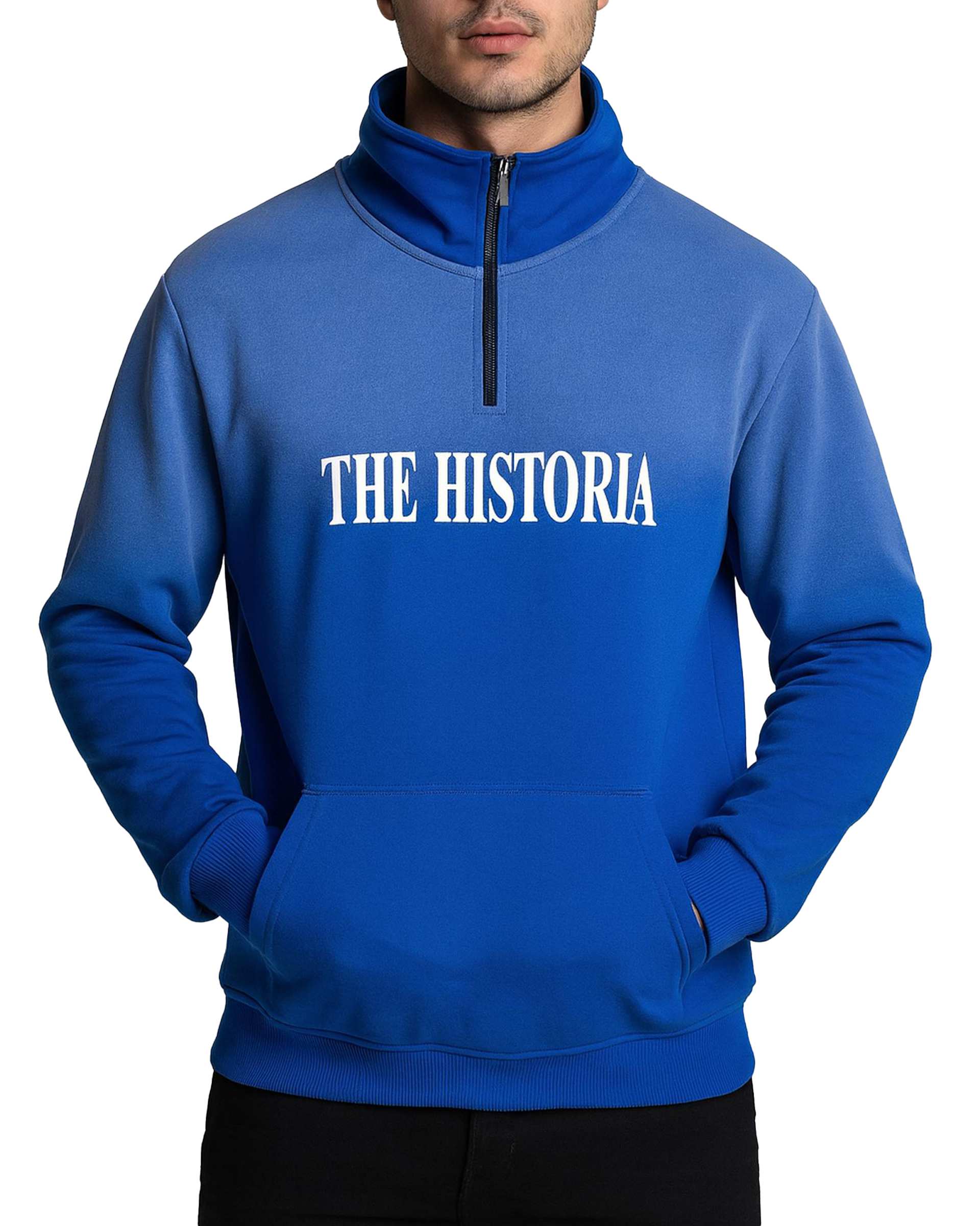 سویشرت مردانه نیم زیپ آبی کاربنی دیورسو Diverso کد 4848