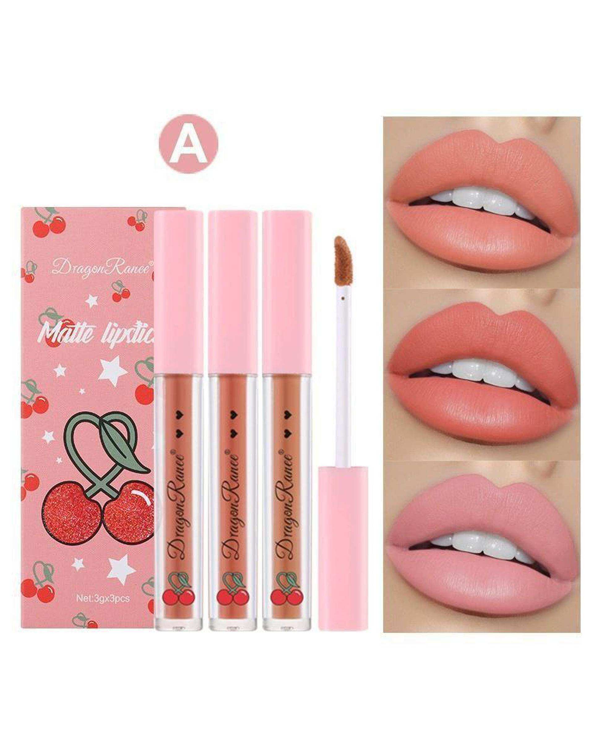 پک ۳ عددی رژ لب مایع طرح گیلاس کد A