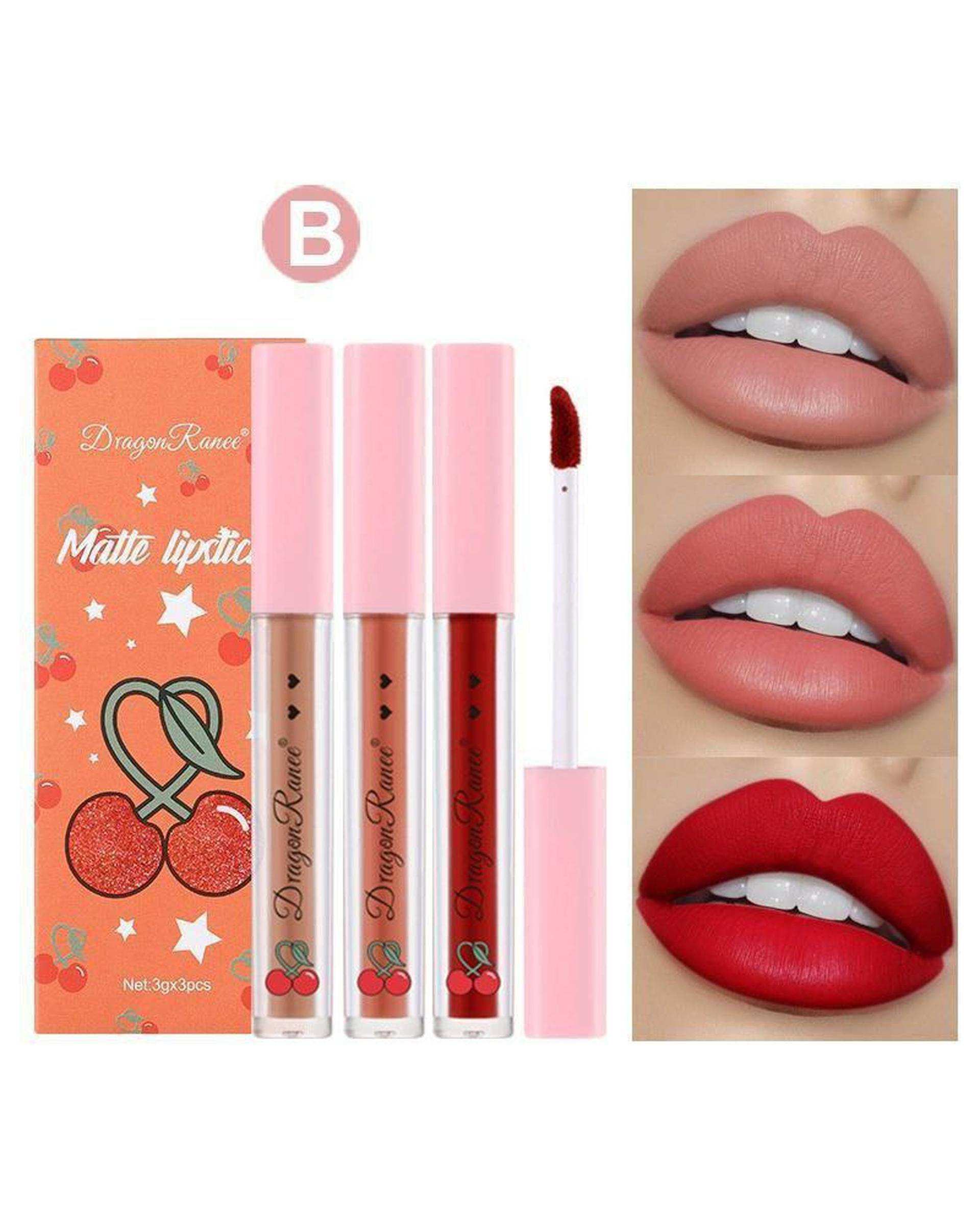 پک ۳ عددی رژ لب مایع طرح گیلاس کد B