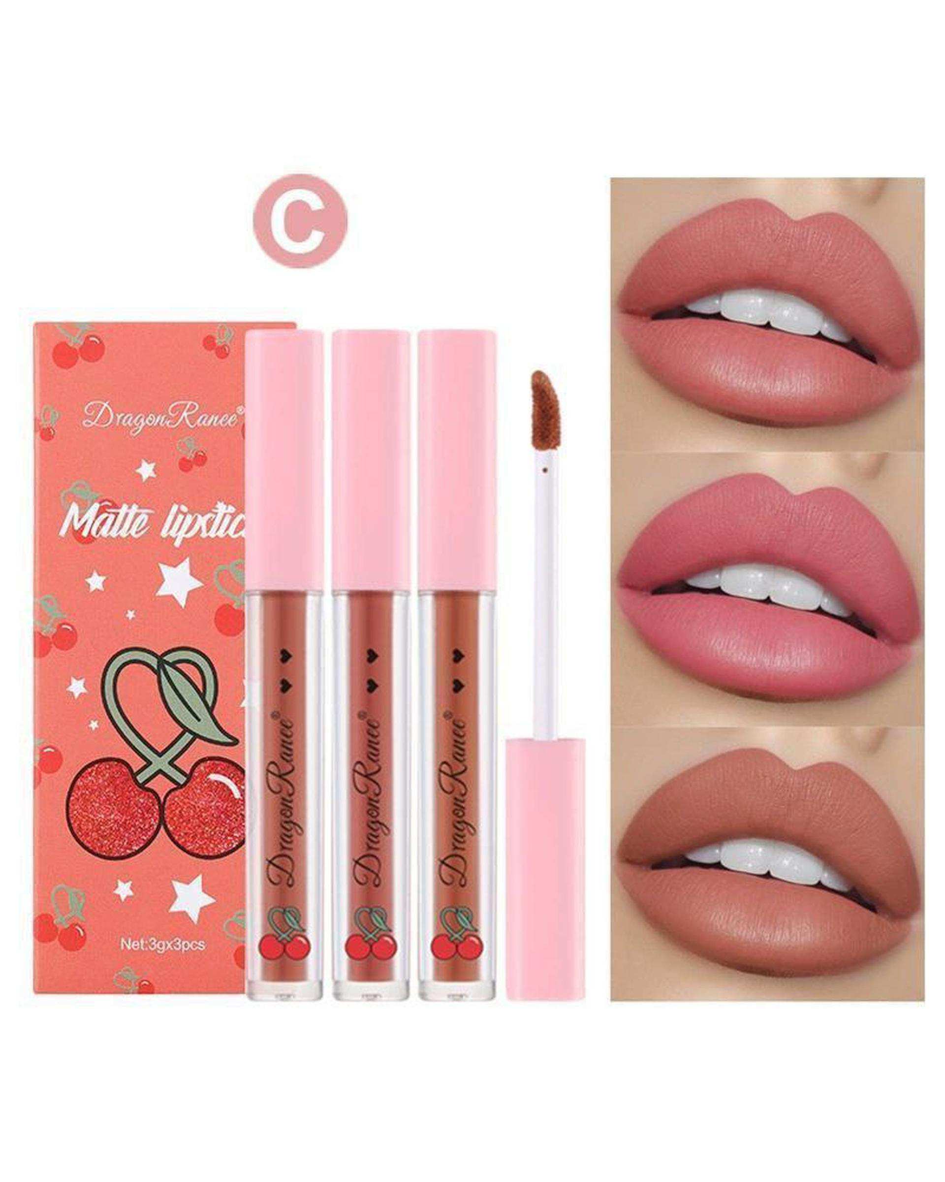 پک ۳ عددی رژ لب مایع طرح گیلاس کد C