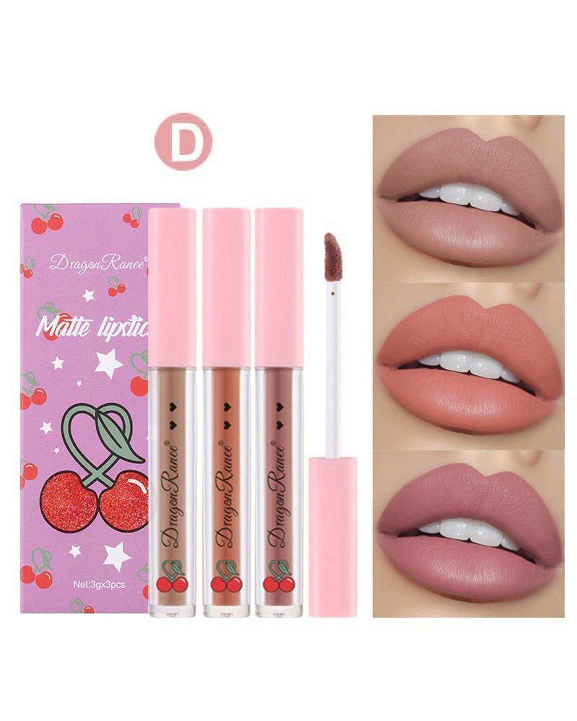 پک ۳ عددی رژ لب مایع طرح گیلاس کد D