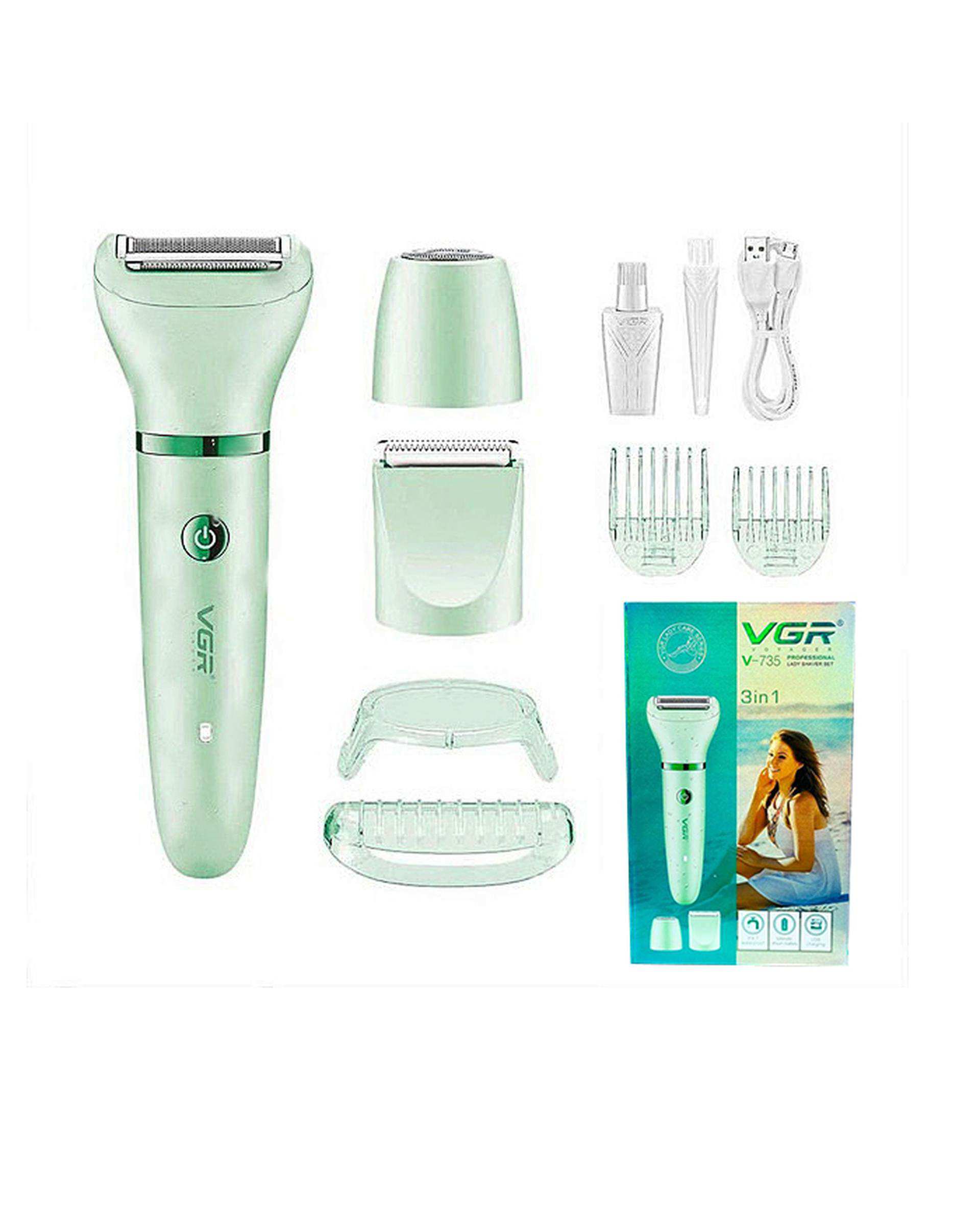 ست اصلاح زنانه 3 کاره سبز وی جی ار VGR مدل V-735