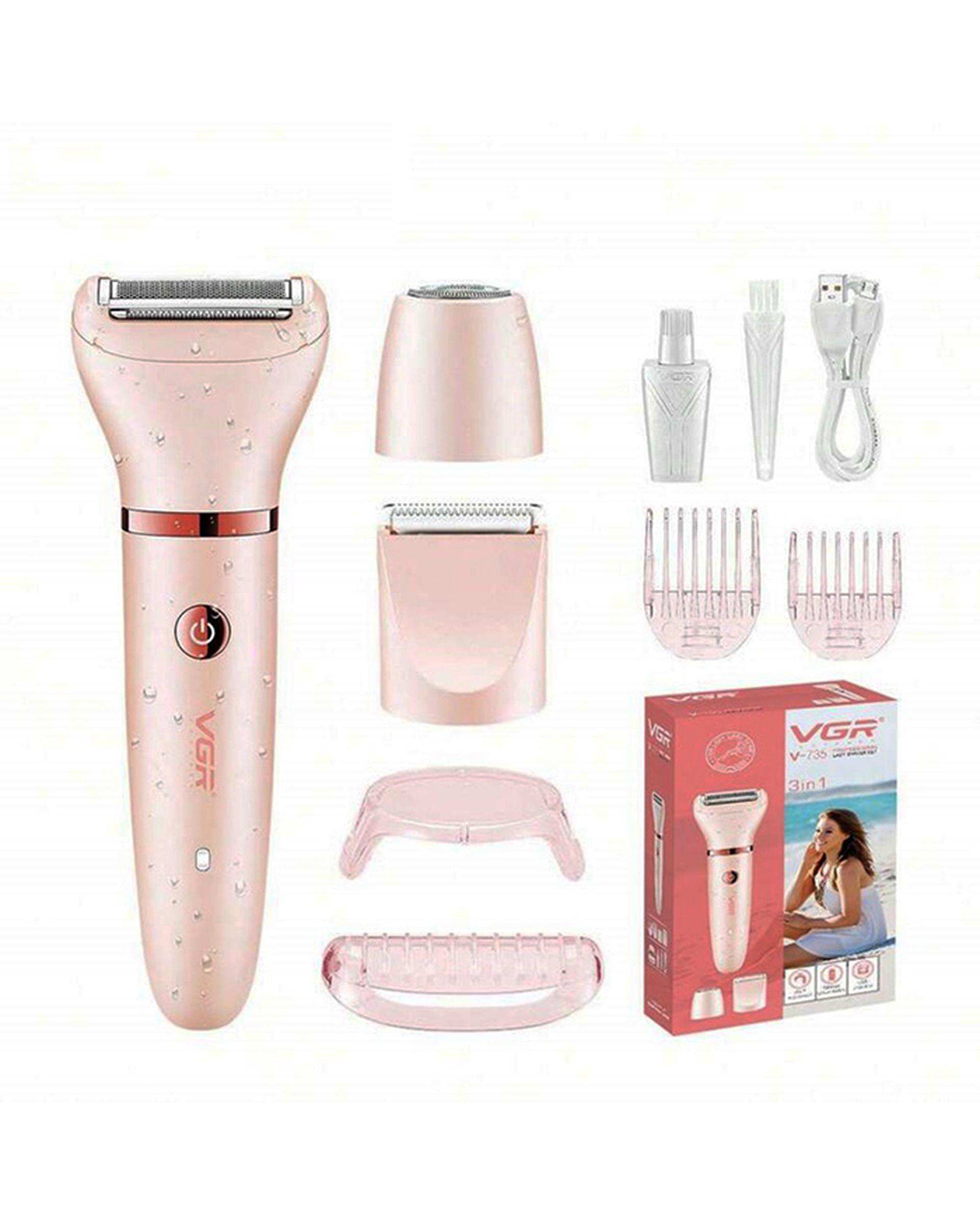 ست اصلاح زنانه 3 کاره صورتی وی جی ار VGR مدل V-735