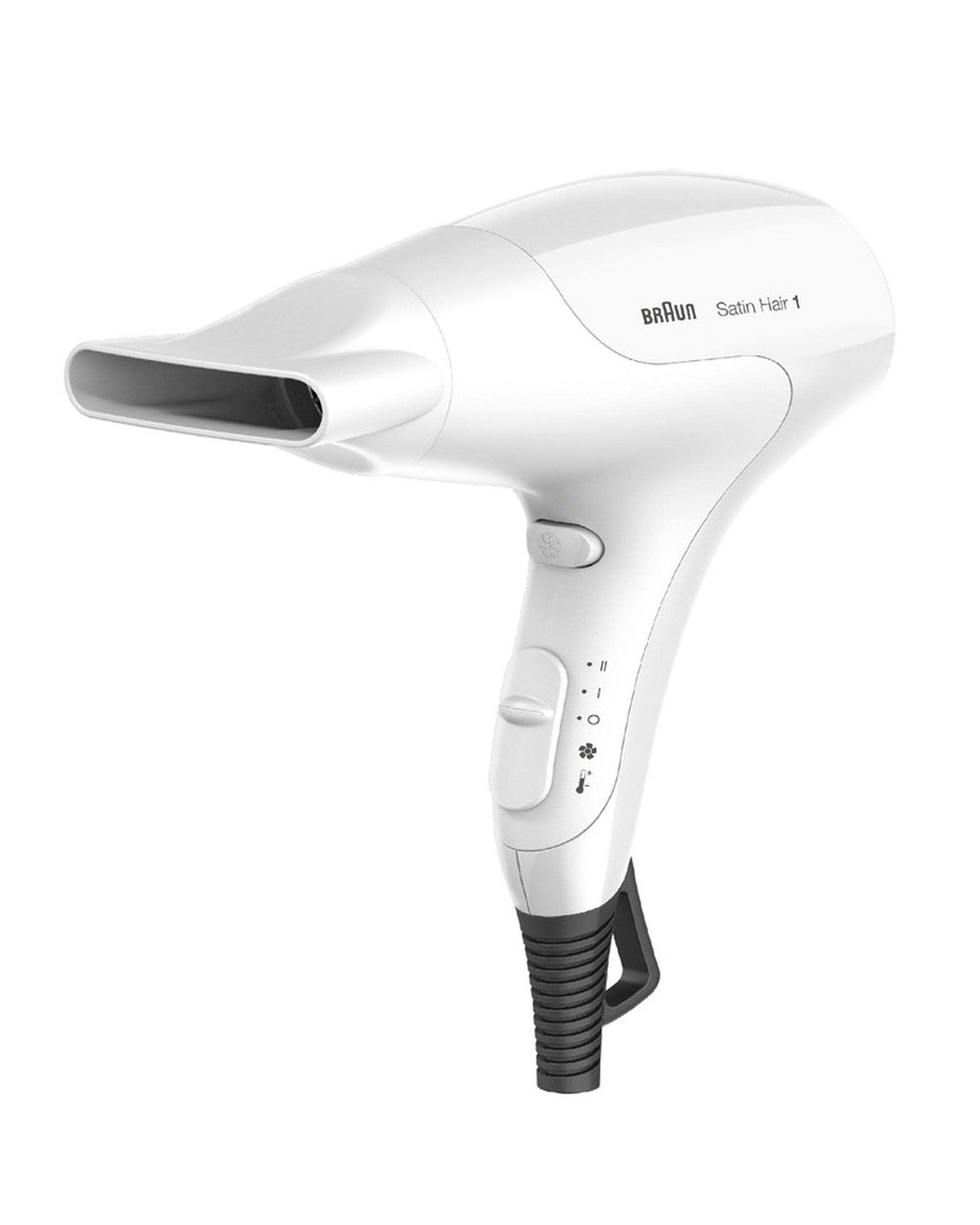 سشوار 1800 وات براون Braun سری ساتین هیر 1 پاور پرفکشن وایت مدل BRHD180E