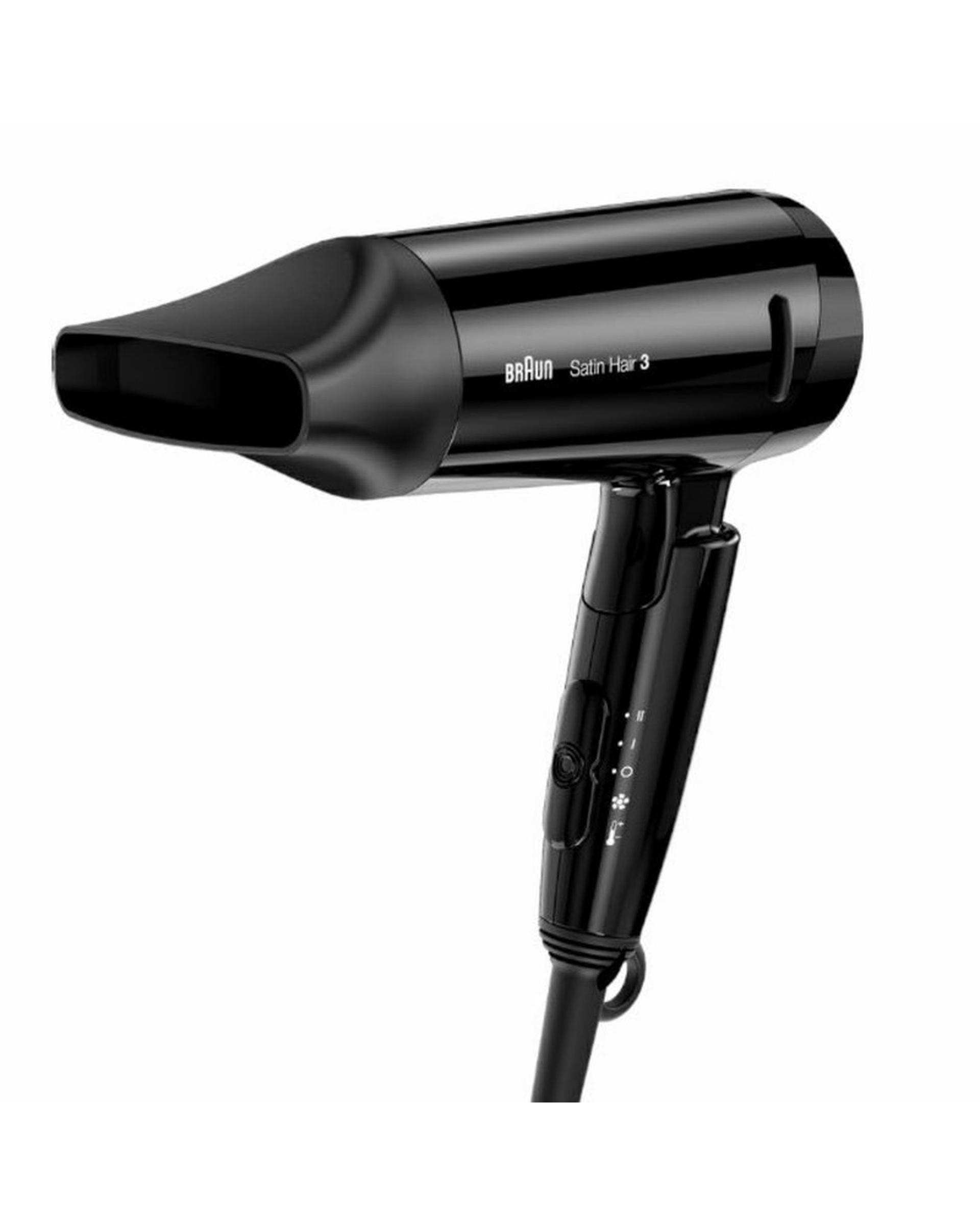 سشوار مسافرتی 1600 وات مشکی براون Braun سری ساتین هیر 3 آیونیک بلک مدل BRHD350E