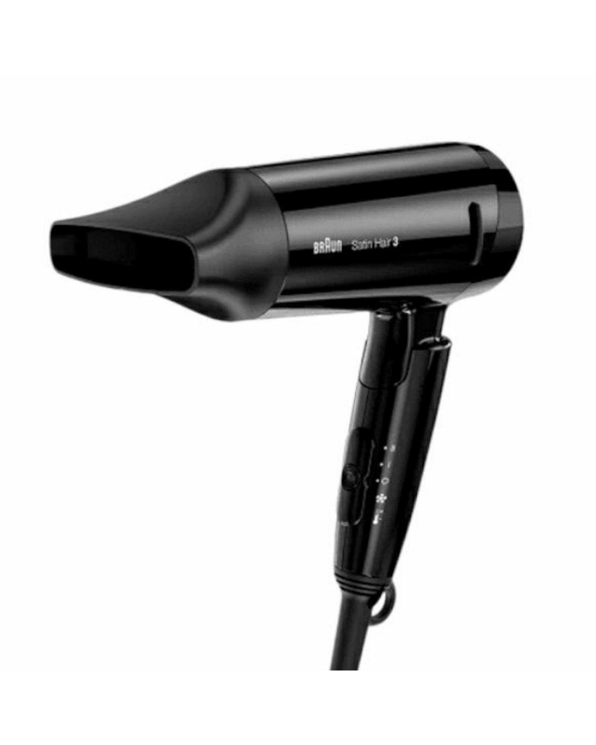 سشوار مسافرتی 1600 وات مشکی براون Braun سری ساتین هیر 3 آیونیک بلک مدل BRHD350E