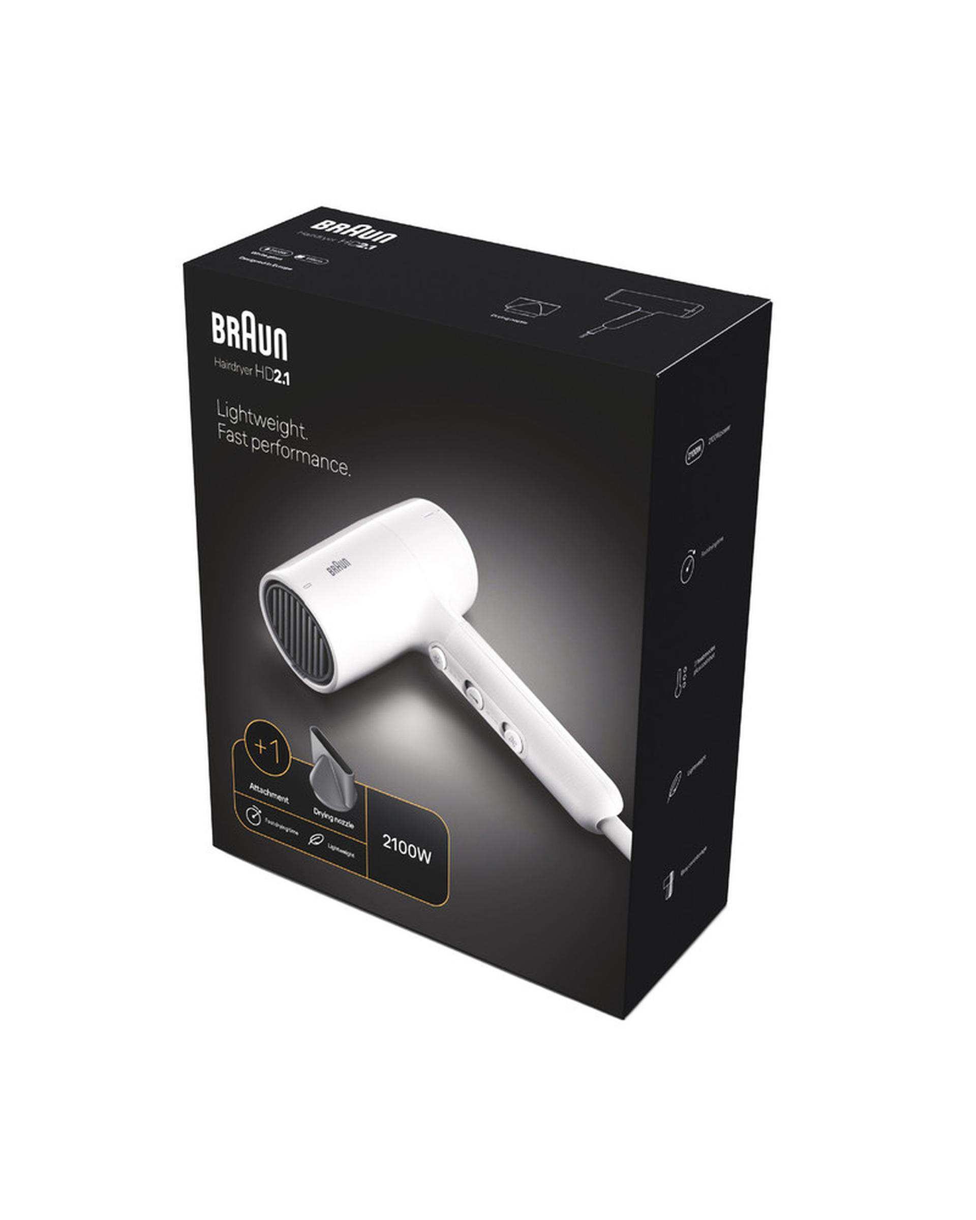 سشوار اچ دی 2100 وات براون Braun وایت & گری مدل BRHD210E