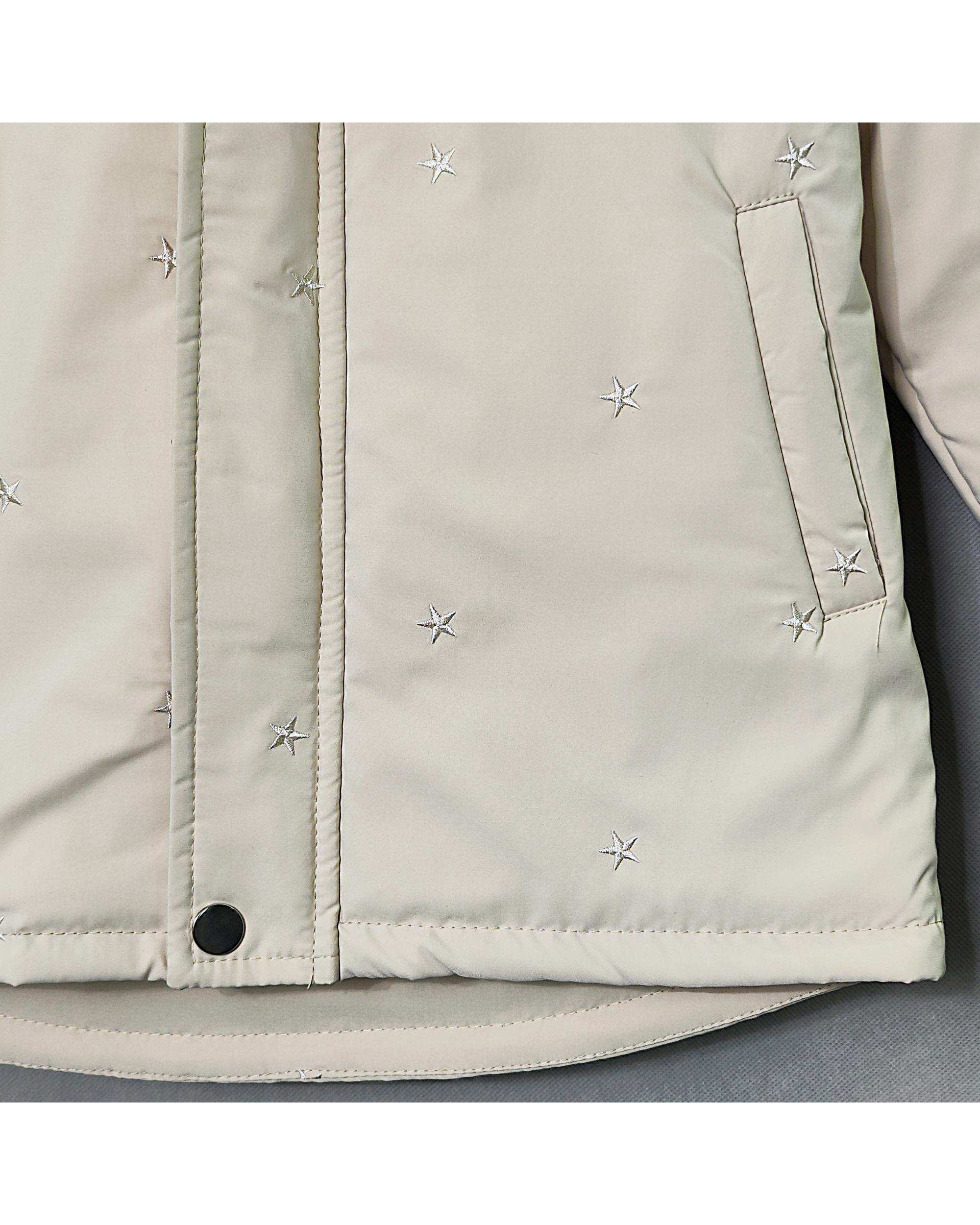 کاپشن شمعی دخترانه کرم لئو کیدز Leo kids طرح ستاره گلدوزی کد 4-6859