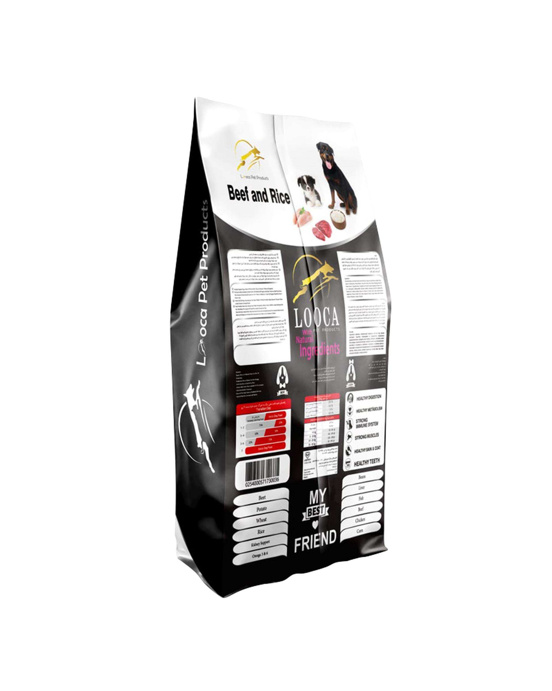 غذای خشک سگ بالغ نژاد کوچک لوکا Looca مدل Mini Adult Dog with Beef & Rice با طعم گوشت وزن 2 کیلوگرم