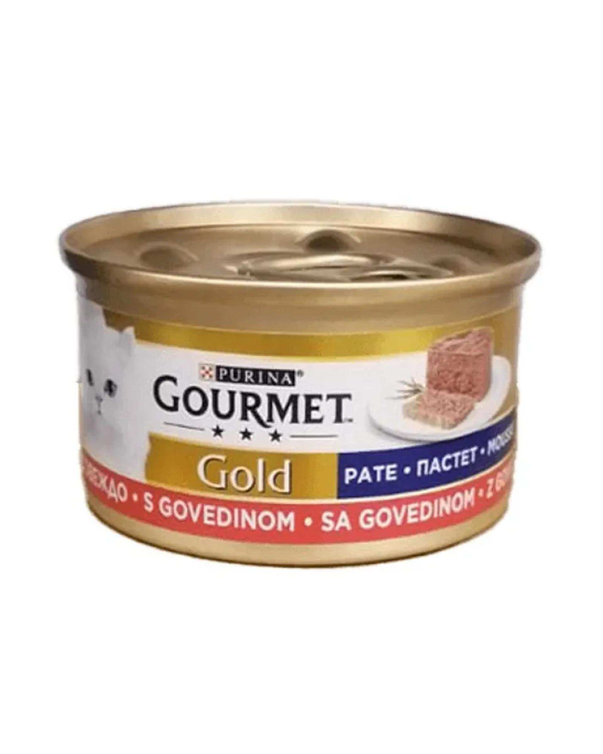 کنسرو پته گربه بالغ گورمت گلد Gourmet Gold با طعم گوشت گاو 85 گرم