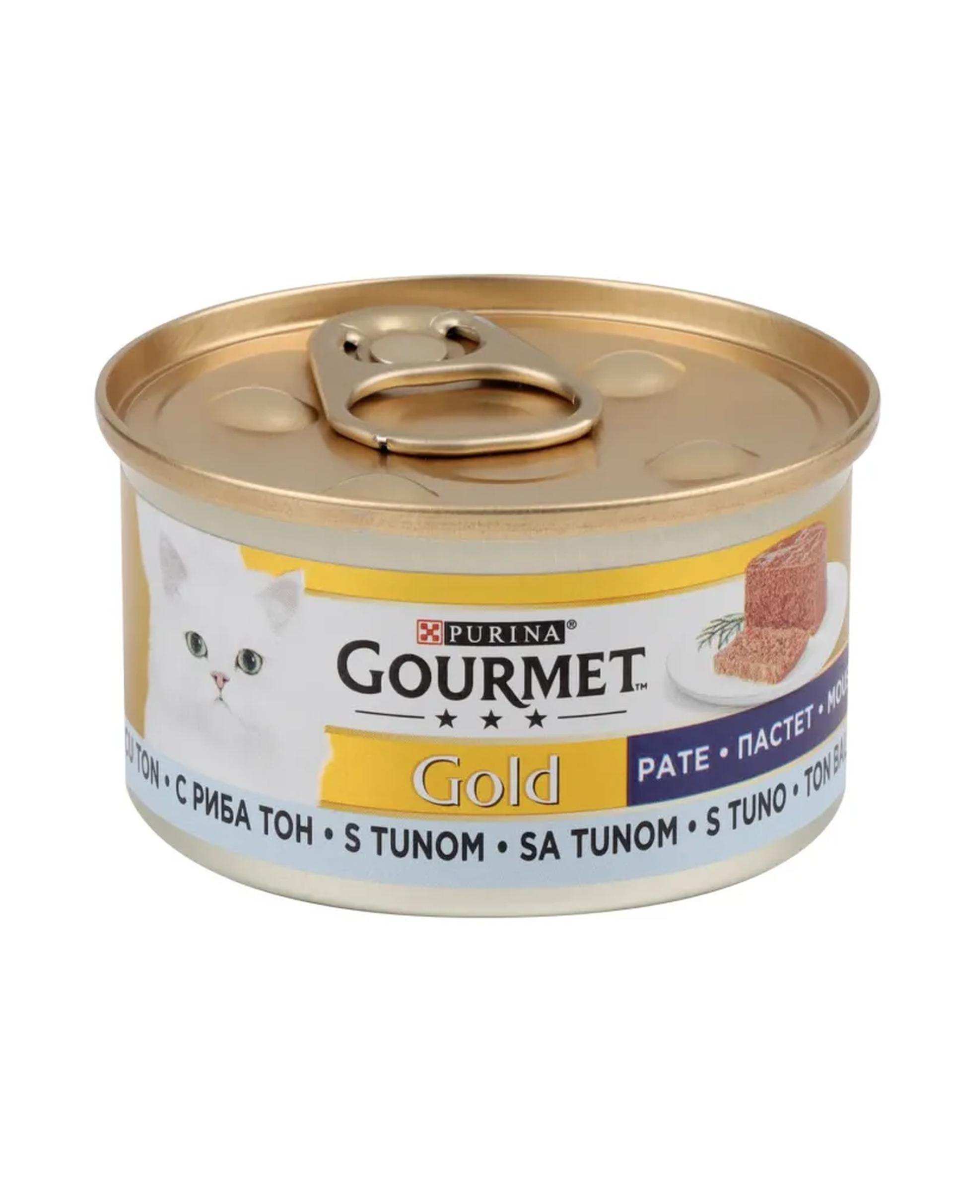 کنسرو پته گربه بالغ گورمت گلد Gourmet Gold با طعم ماهی تن 85 گرم