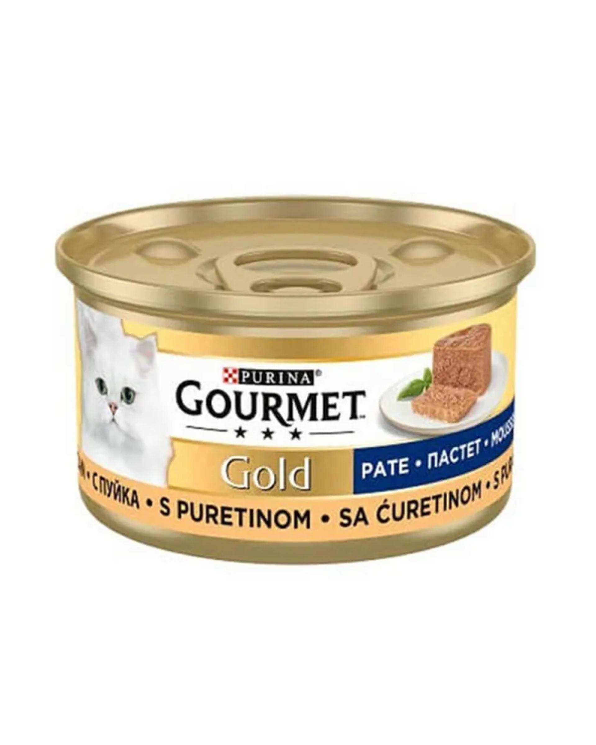 کنسرو پته گربه بالغ گورمت گلد Gourmet Gold با طعم بوقلمون 85 گرم