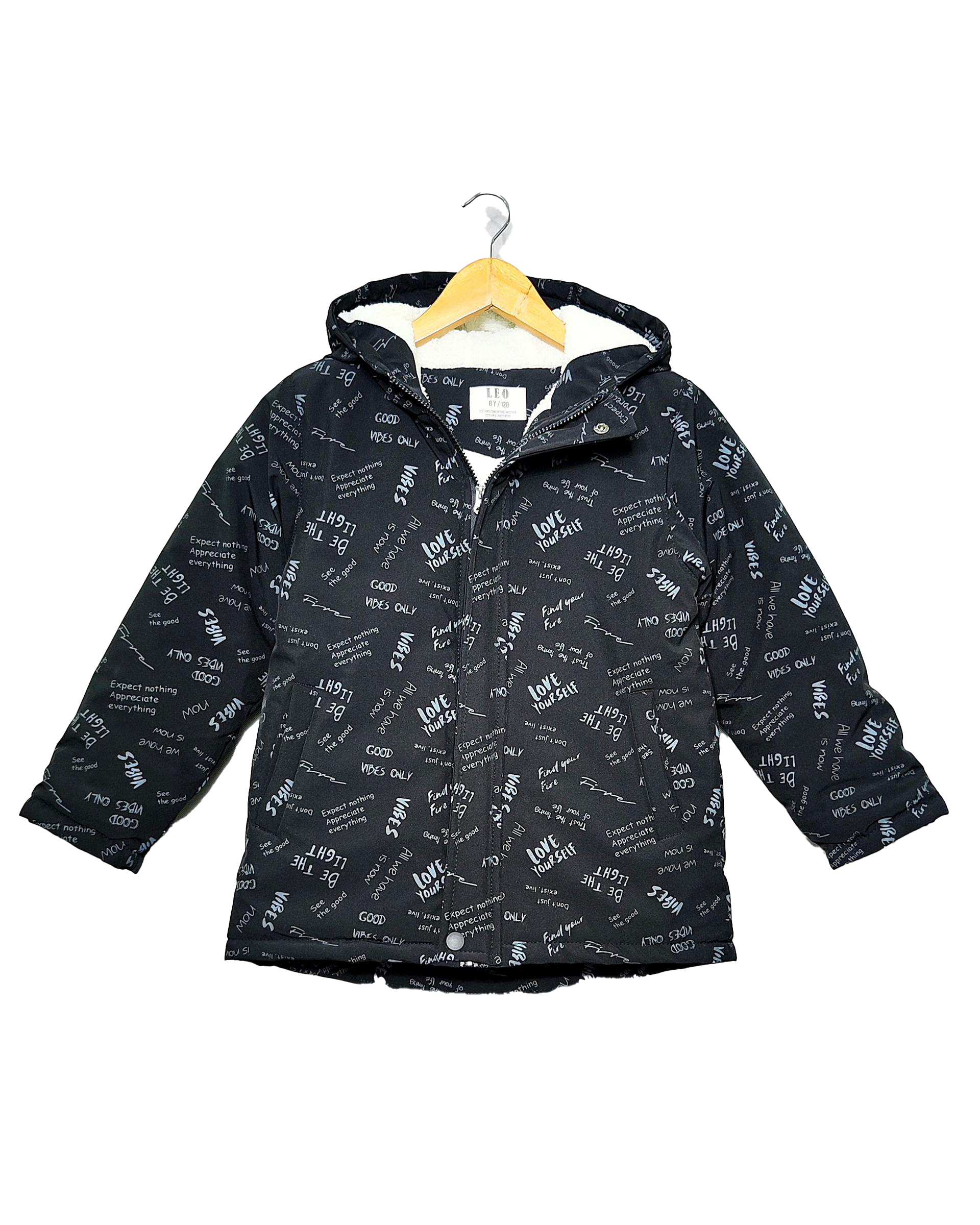 کاپشن شمعی بچگانه مشکی لئو کیدز Leo kids طرح حروف کد 5-6859