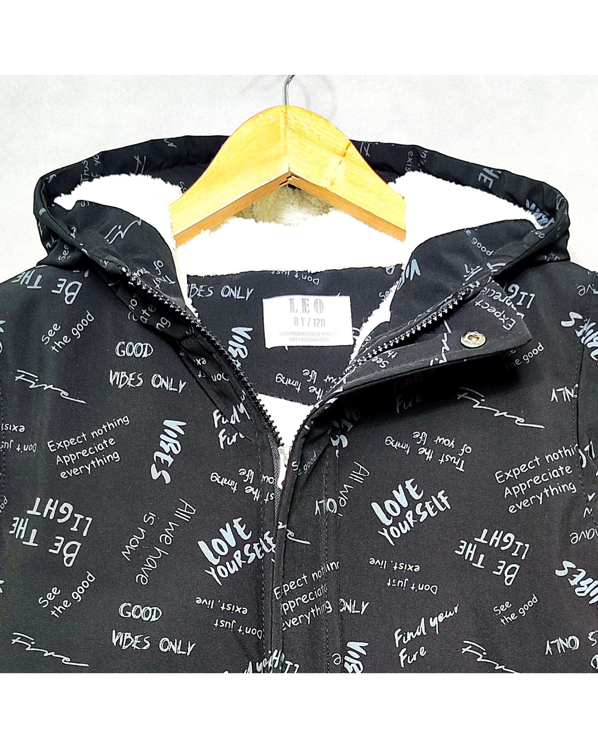 کاپشن شمعی بچگانه مشکی لئو کیدز Leo kids طرح حروف کد 5-6859