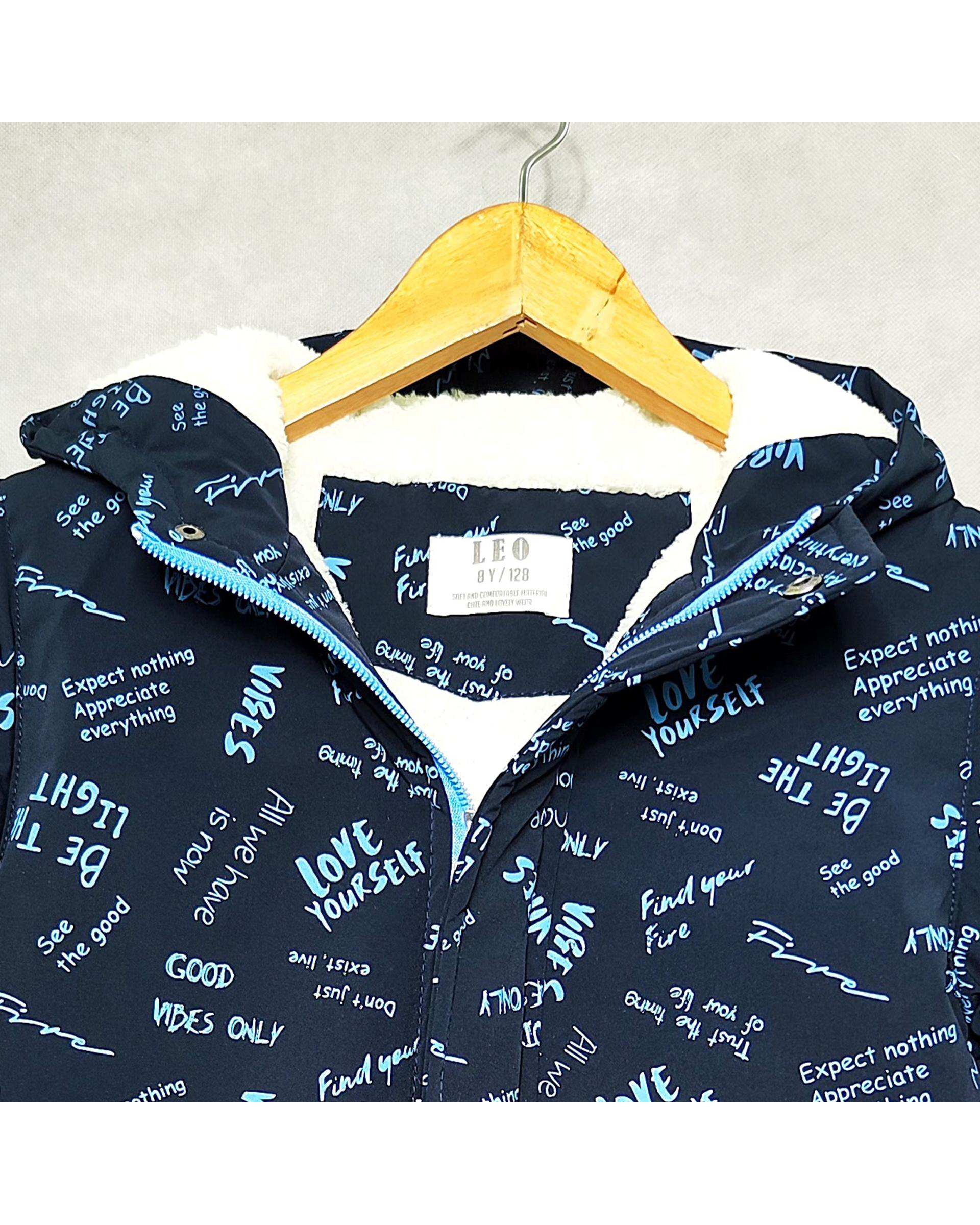 کاپشن شمعی بچگانه سرمه ای لئو کیدز Leo kids طرح حروف کد 6-6859