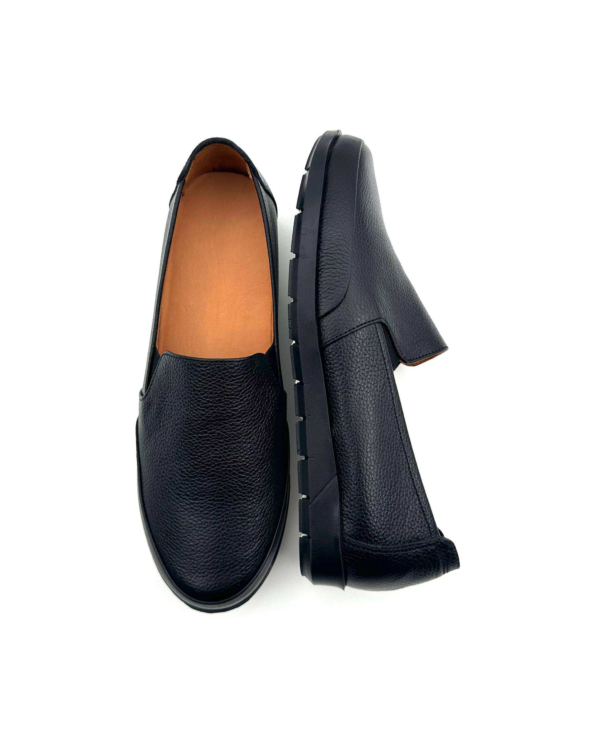 کفش چرم زنانه کژوال طبی ارتوپدیک مشکی چرم میخچی Mikhchi Leather مدل F301