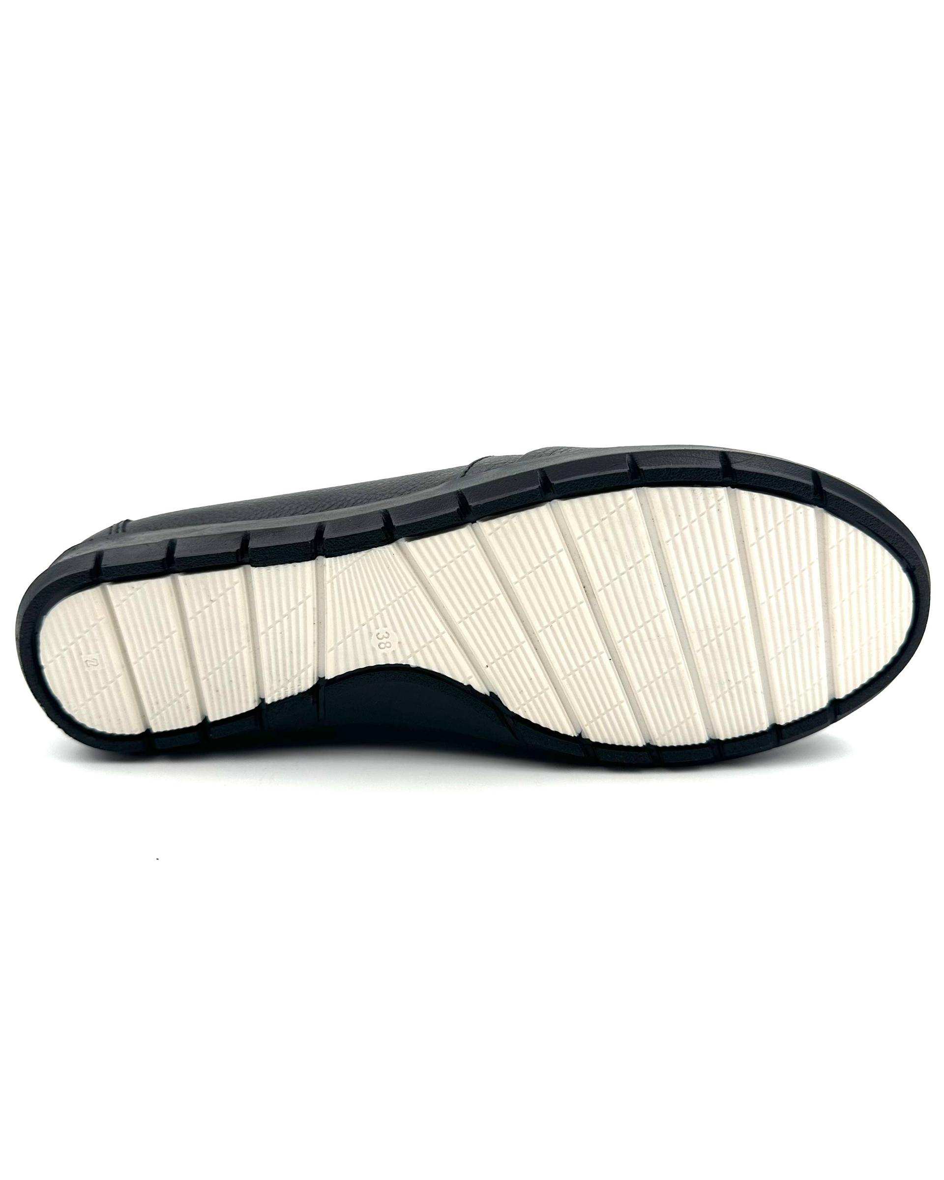 کفش چرم زنانه کژوال طبی ارتوپدیک مشکی چرم میخچی Mikhchi Leather مدل F301