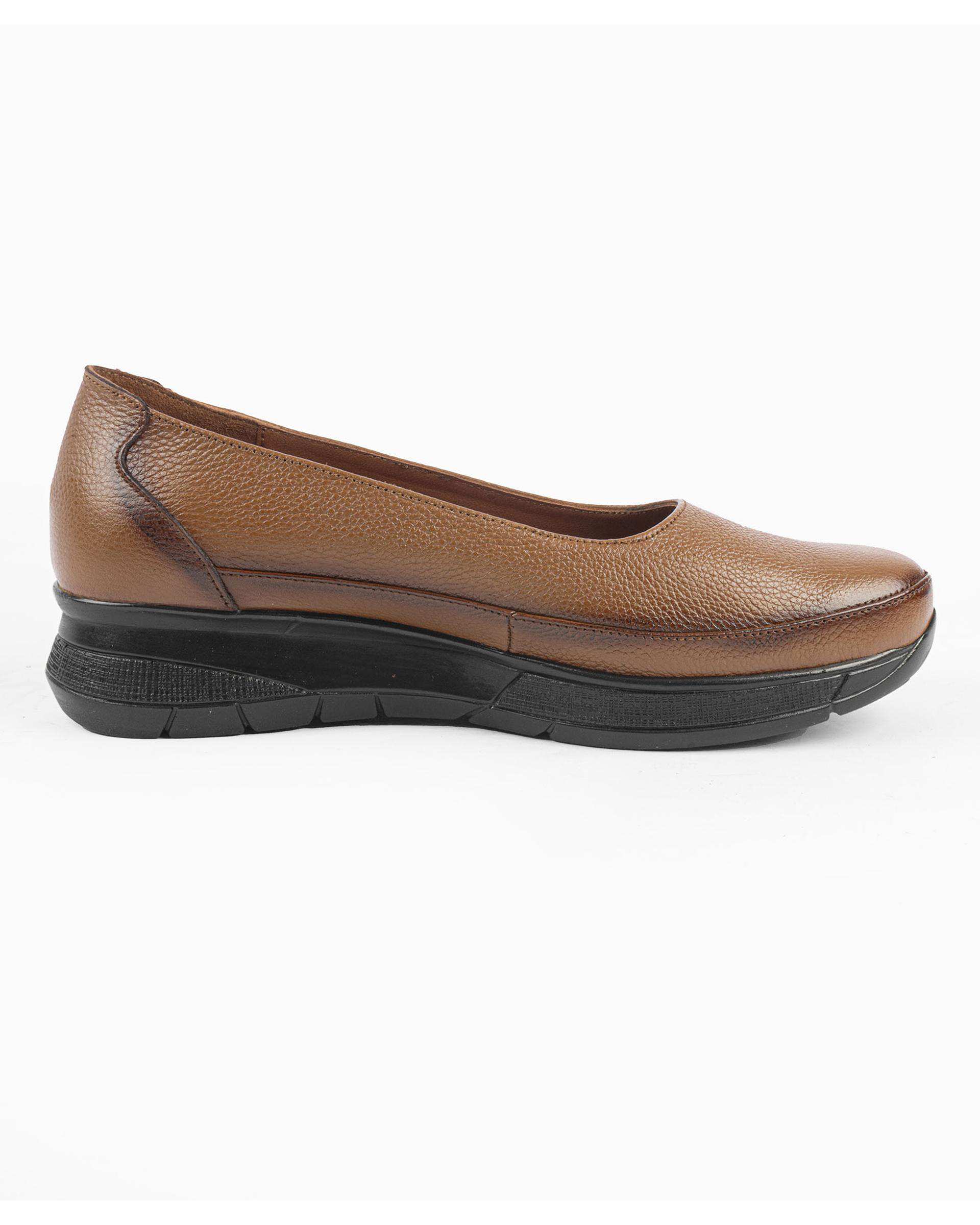 کفش چرم زنانه کژوال عسلی ایران طب Iran Teb مدل الیزه کد 202350