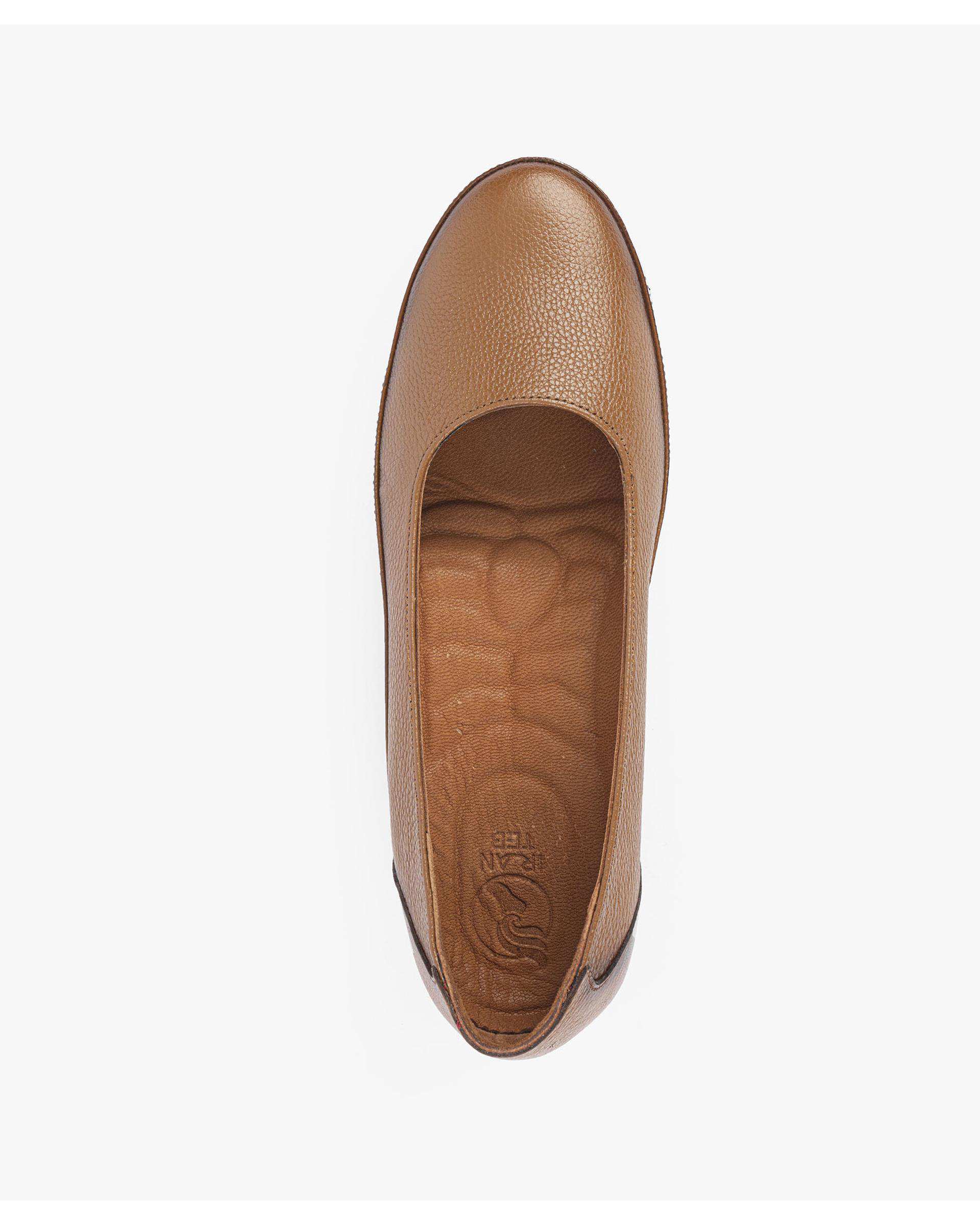 کفش چرم زنانه کژوال عسلی ایران طب Iran Teb مدل الیزه کد 202350