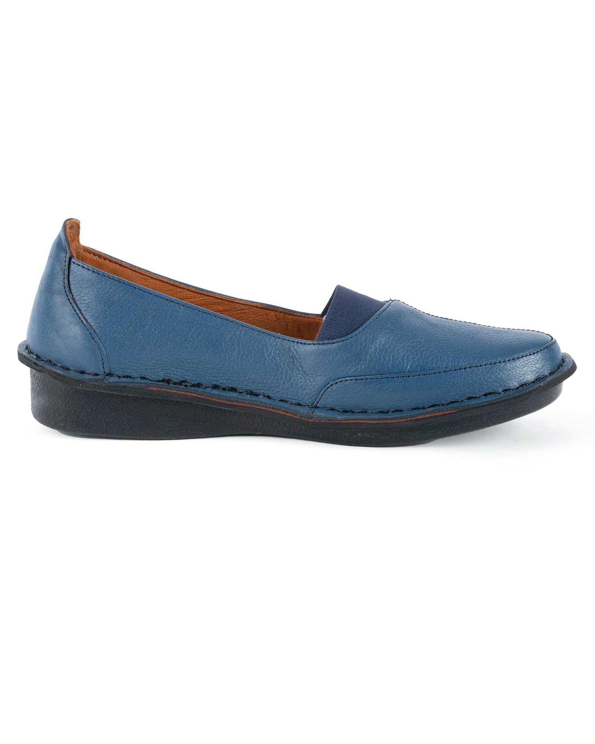 کفش چرم زنانه سرمه ای ایران طب Iran Teb مدل چاروق کد 202303