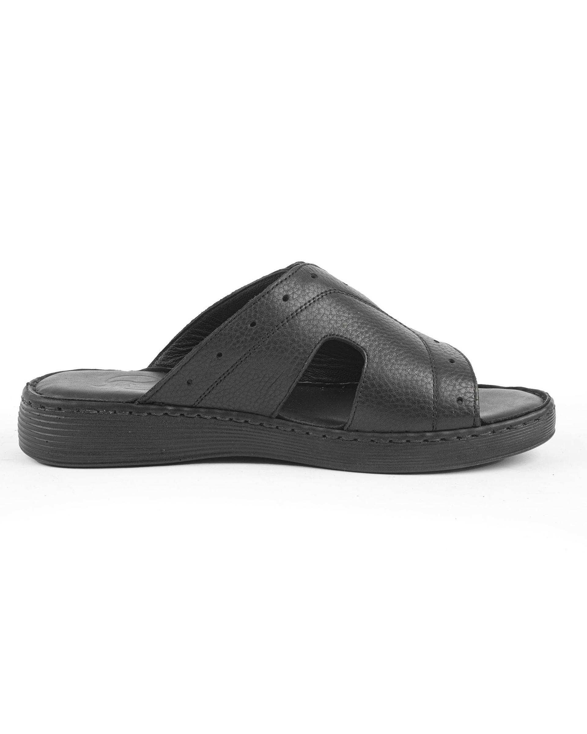 دمپایی چرم زنانه مشکی ایران طب Iran Teb مدل دیبا کد 202577