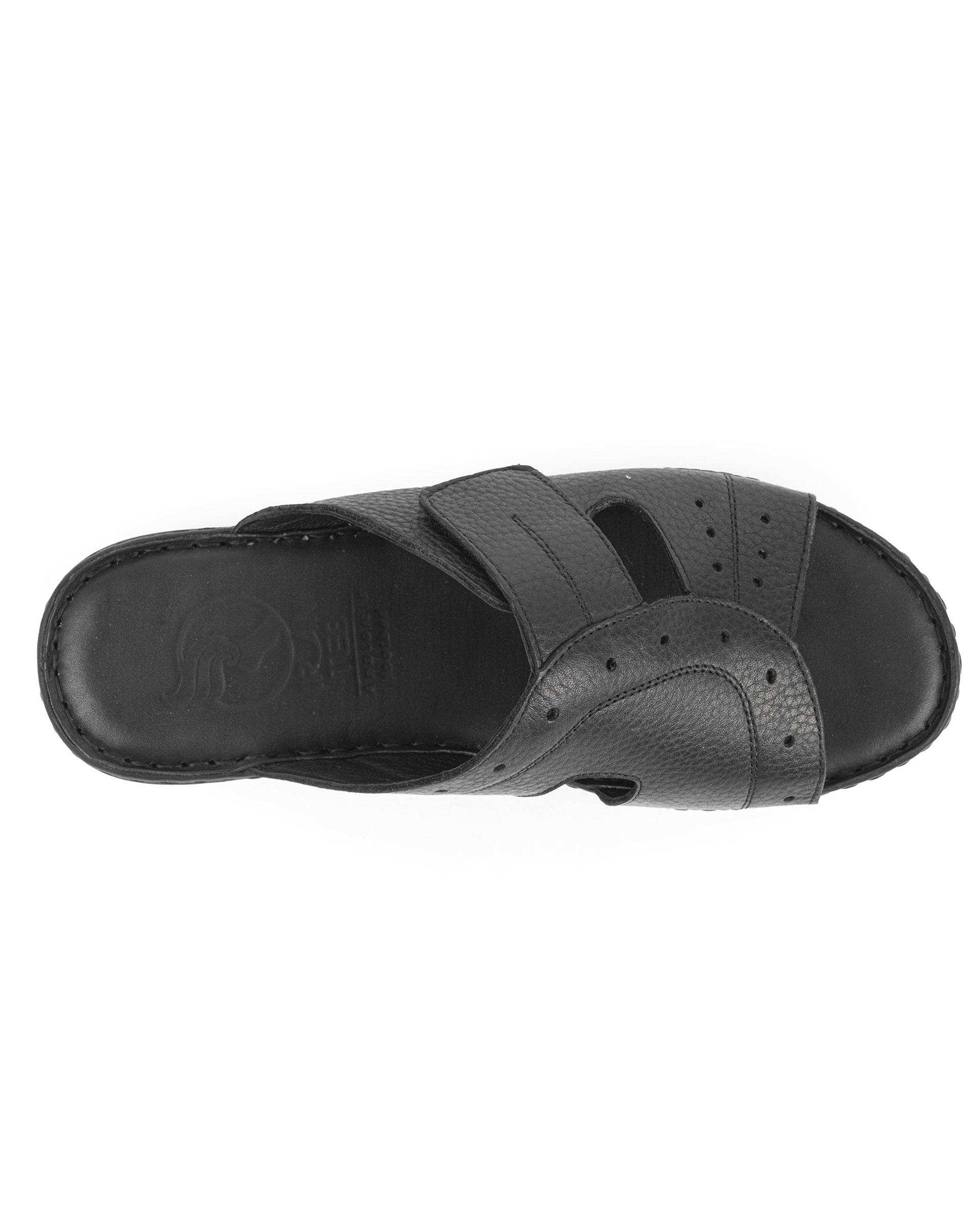 دمپایی چرم زنانه مشکی ایران طب Iran Teb مدل دیبا کد 202577