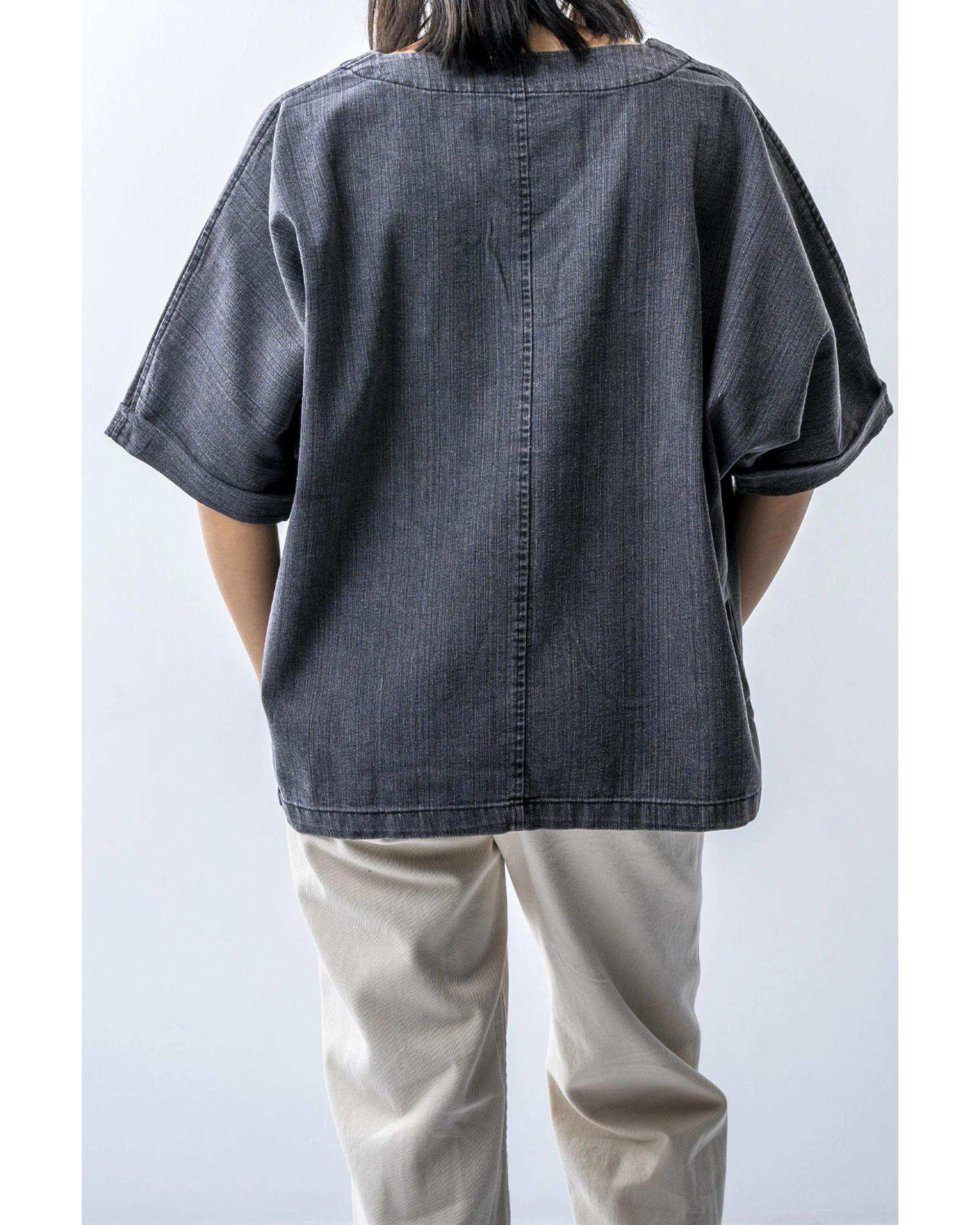 تی شرت جین زنانه یقه هفت دودی آر ان اس RNS کد 11022599