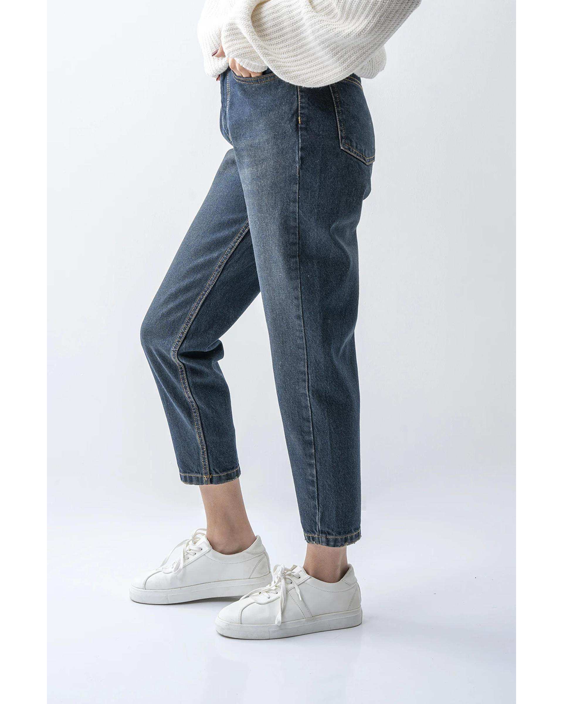 شلوار جین زنانه مام فیت آبی کثیف آر ان اس RNS کد 11042542