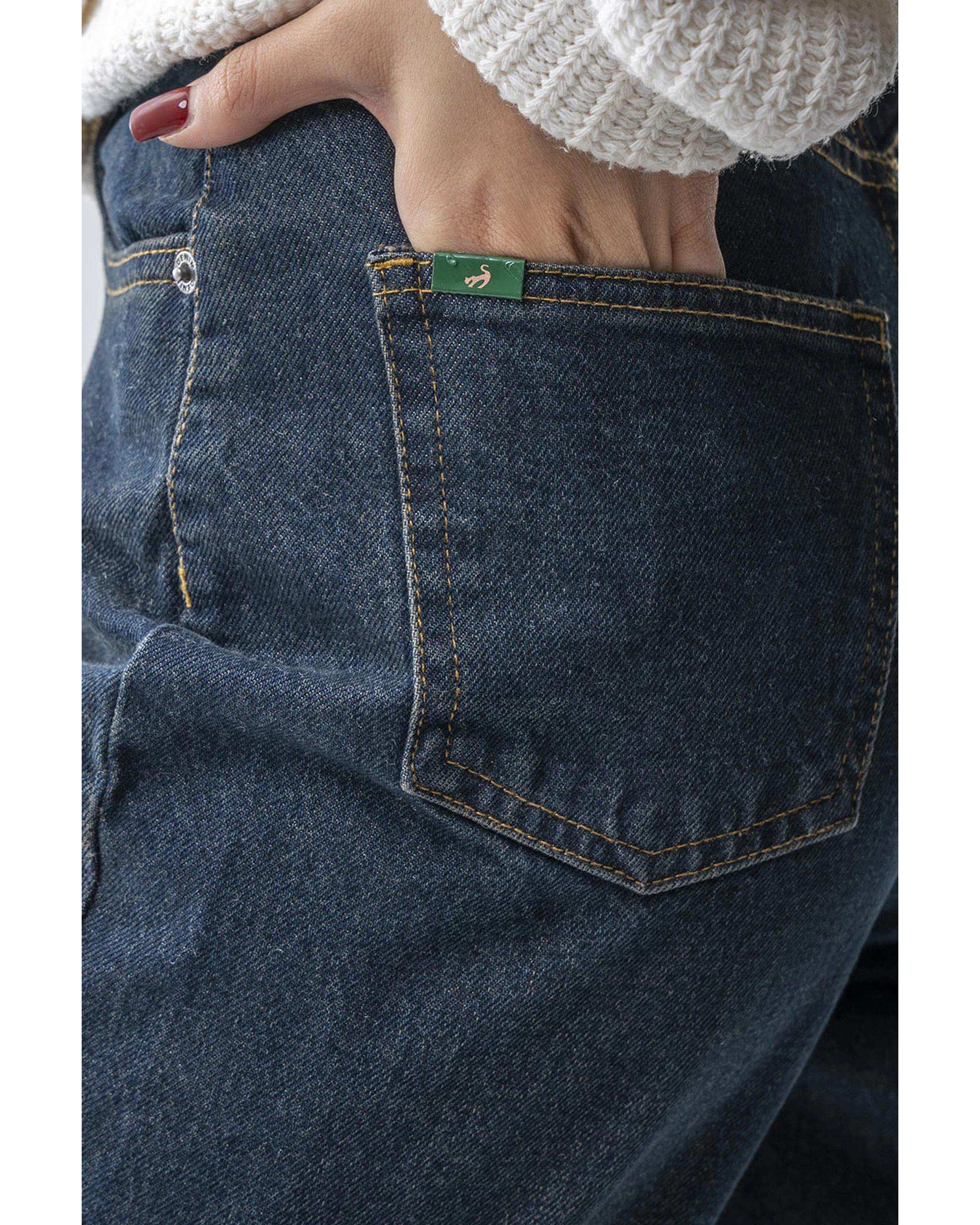 شلوار جین زنانه مام فیت آبی کثیف آر ان اس RNS کد 11042542