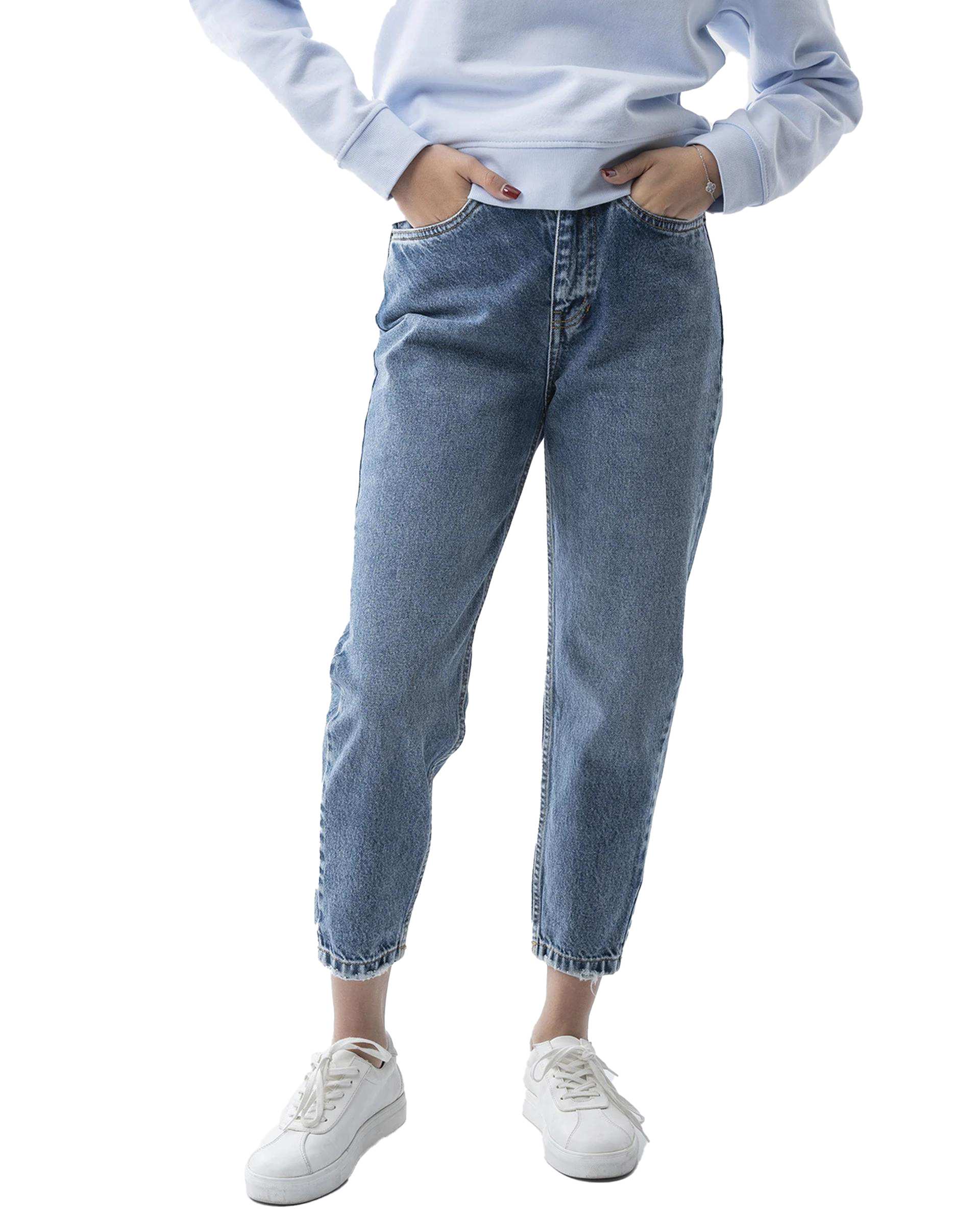 شلوار جین زنانه مام فیت آبی آر ان اس RNS کد 11042542