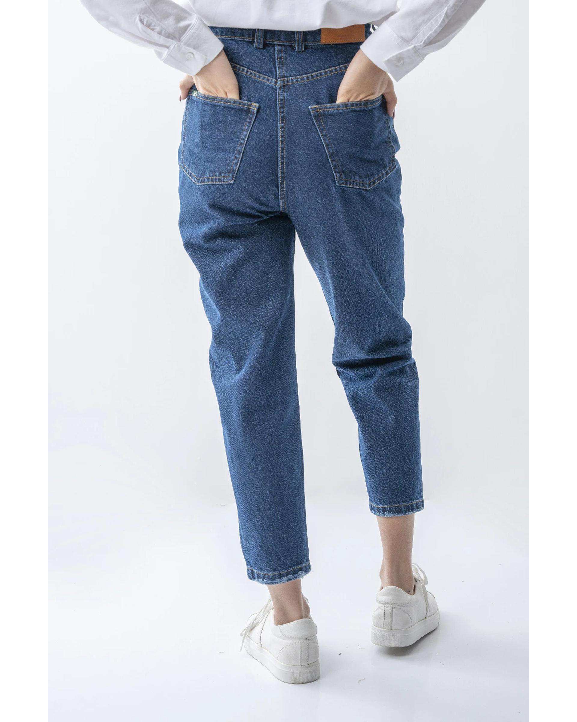 شلوار جین زنانه مام فیت آبی تیره آر ان اس RNS کد 11042542