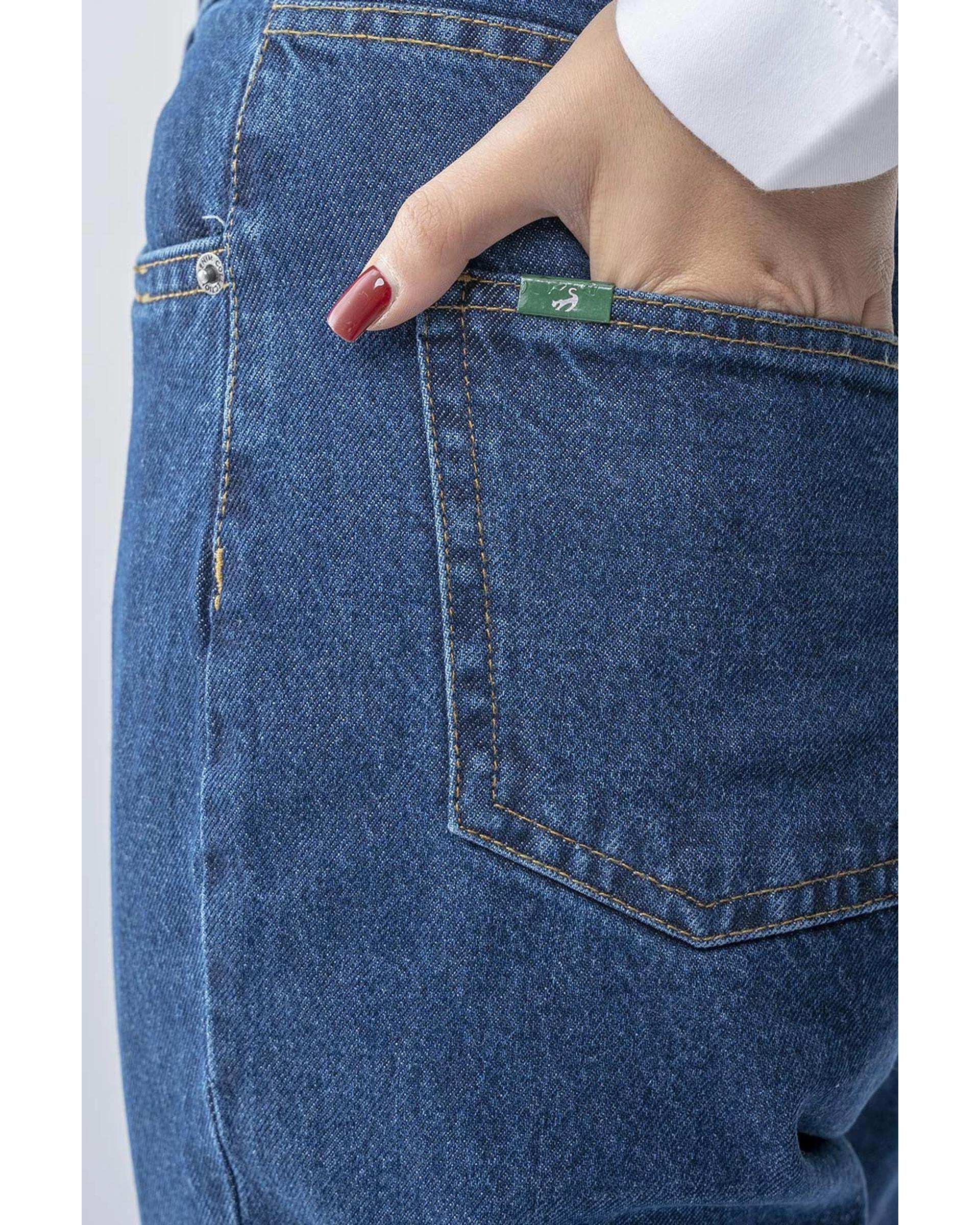 شلوار جین زنانه مام فیت آبی تیره آر ان اس RNS کد 11042542