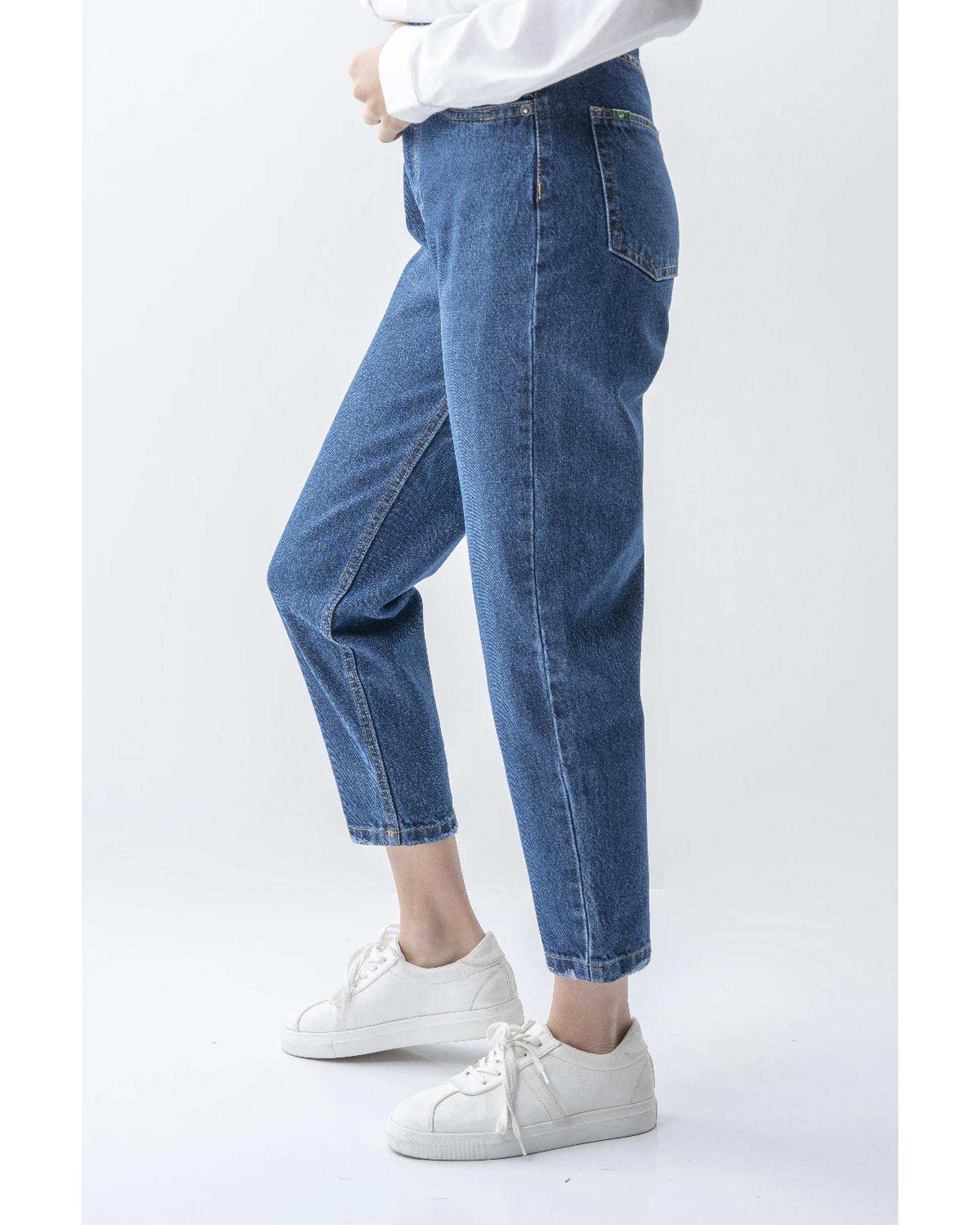 شلوار جین زنانه مام فیت آبی تیره آر ان اس RNS کد 11042542