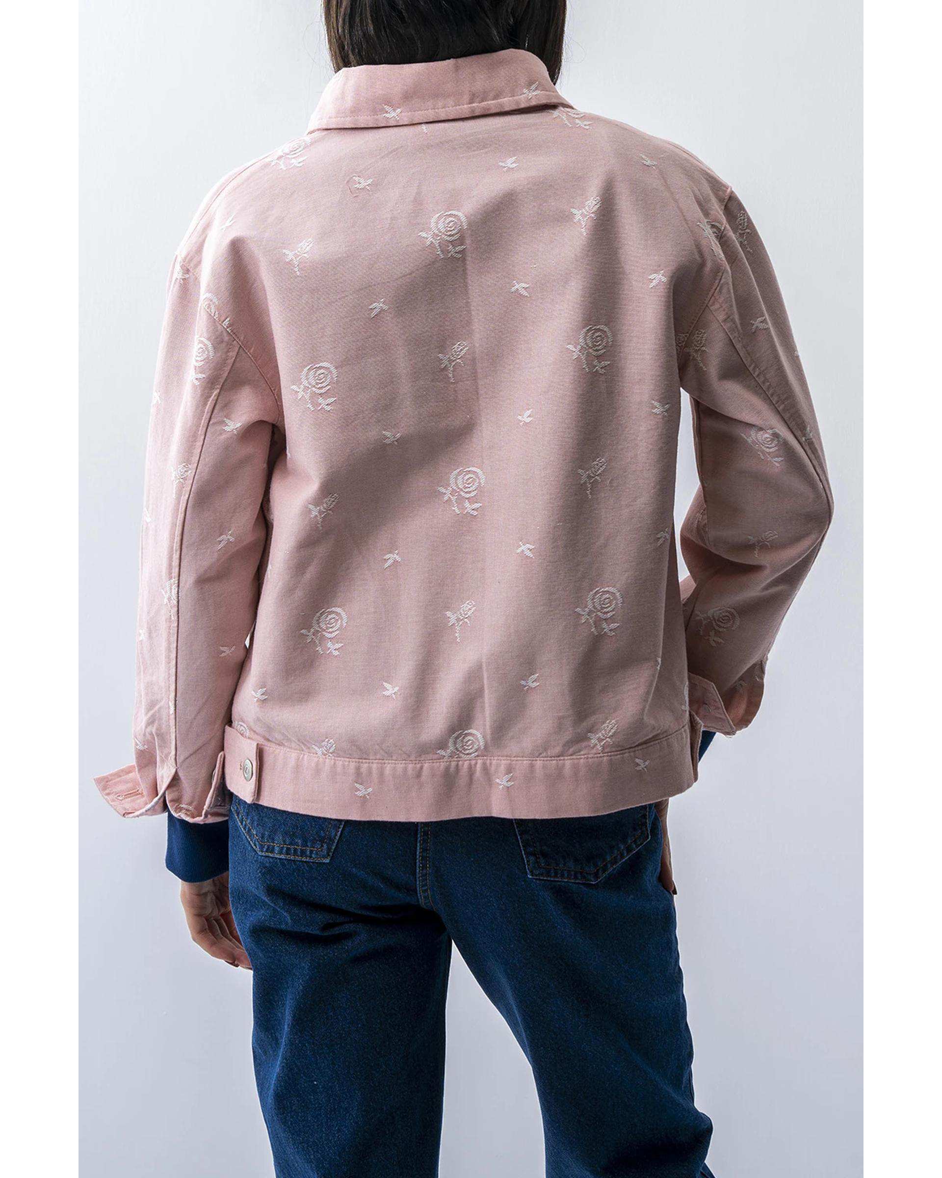 کت زنانه کتان زیپ دار صورتی آر ان اس RNS کد 11122568